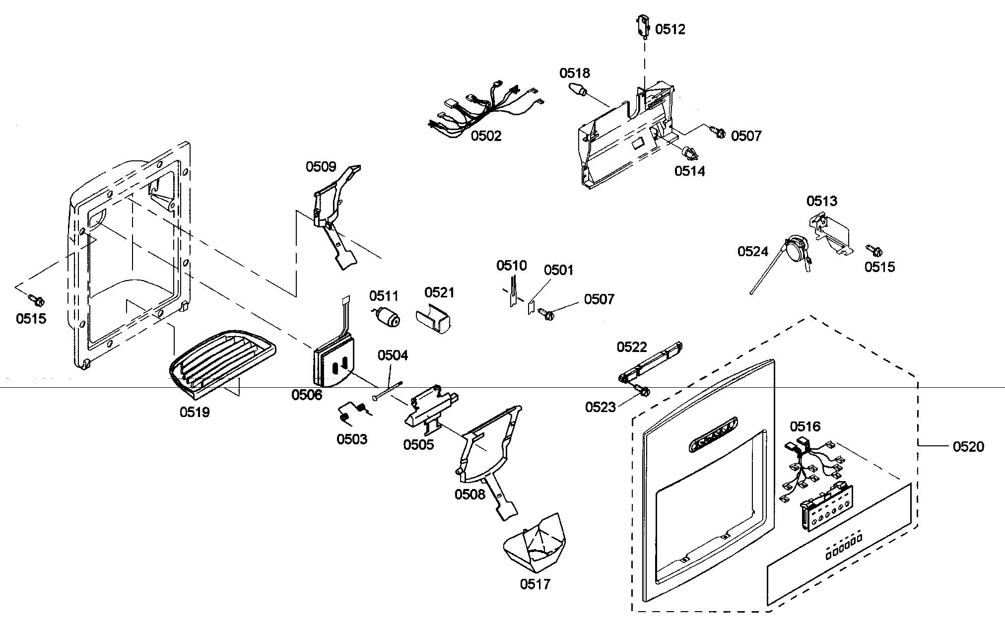 Thermador KBUDT4865E/01 front panel diagram