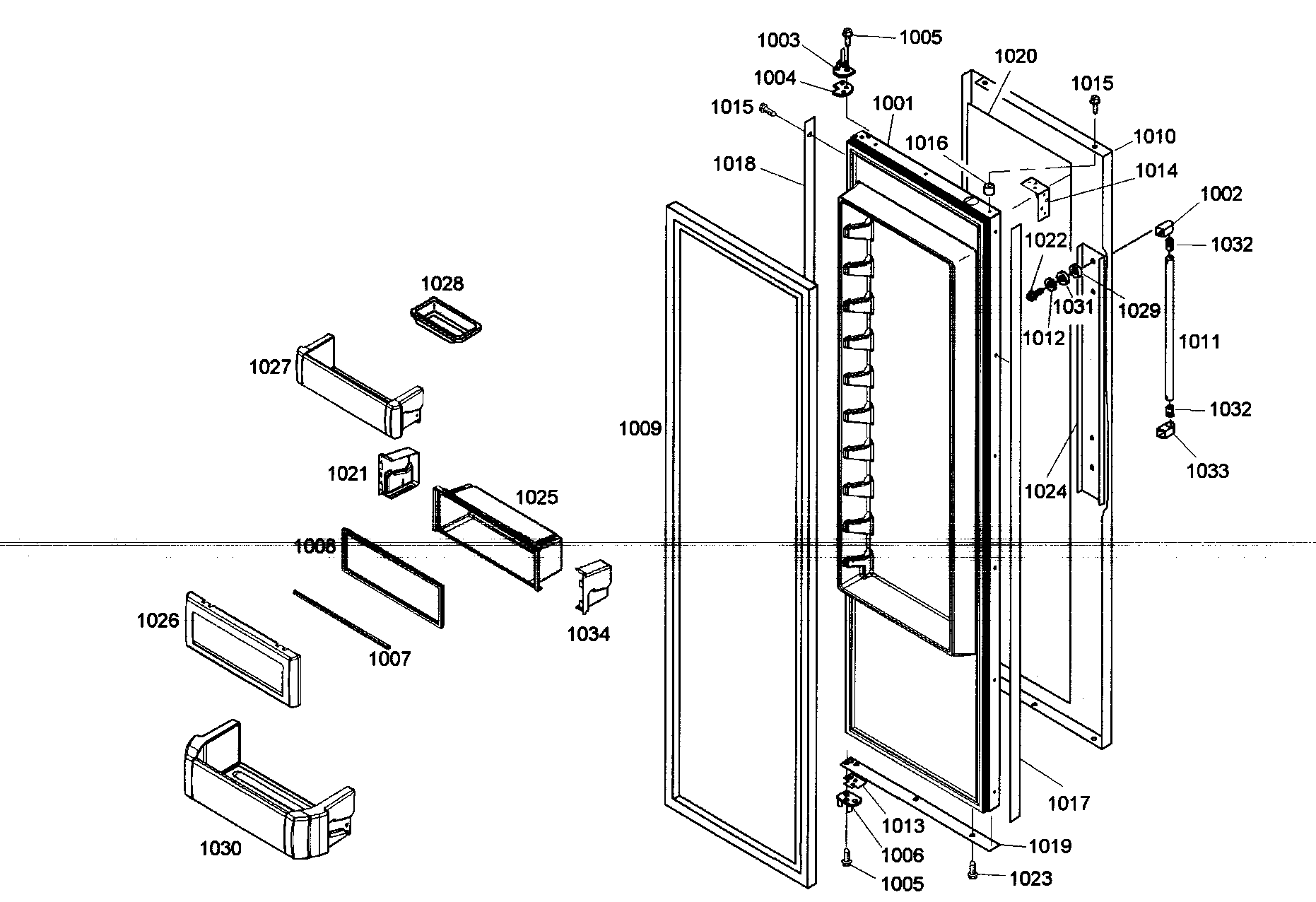 Thermador KBUDT4865E/01 door assy 1 diagram
