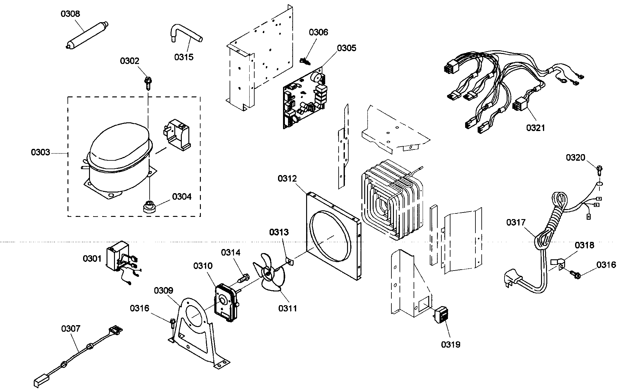 Thermador KBUDT4875E/01 compressor assy diagram