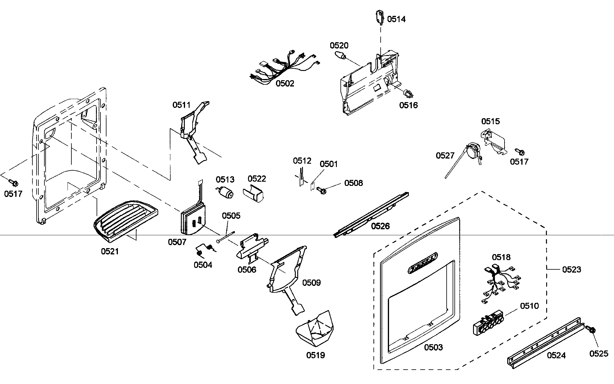 Thermador KBUDT4875E/01 front panel diagram