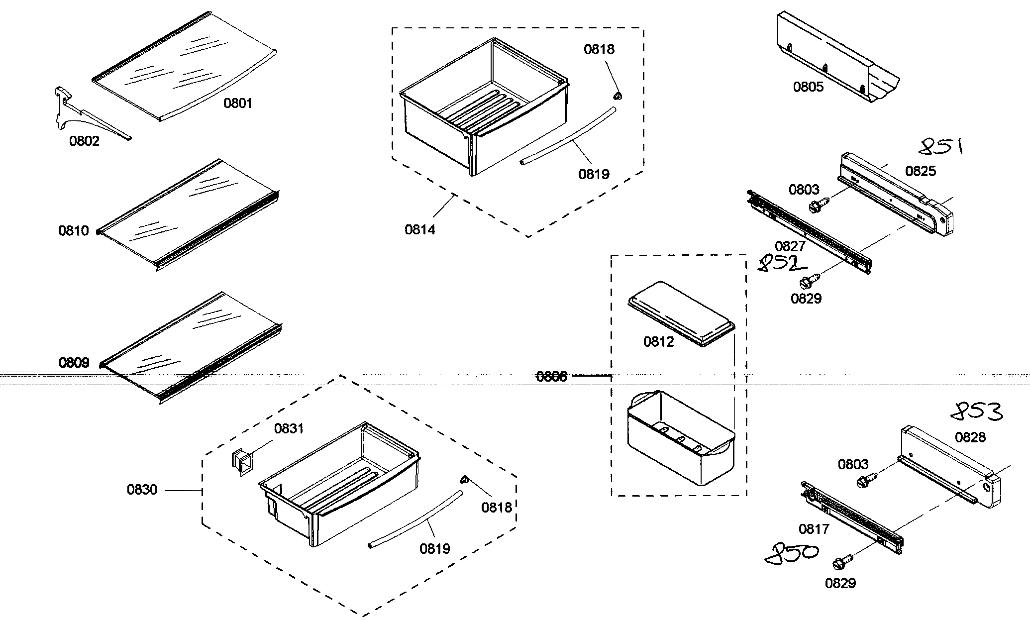 Thermador KBUDT4875E/01 shelf assy 1 diagram