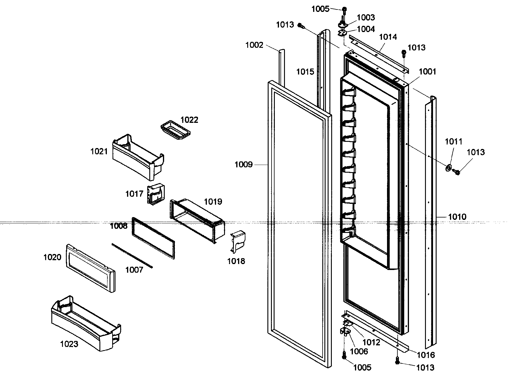 Thermador KBUDT4875E/01 door assy 1 diagram