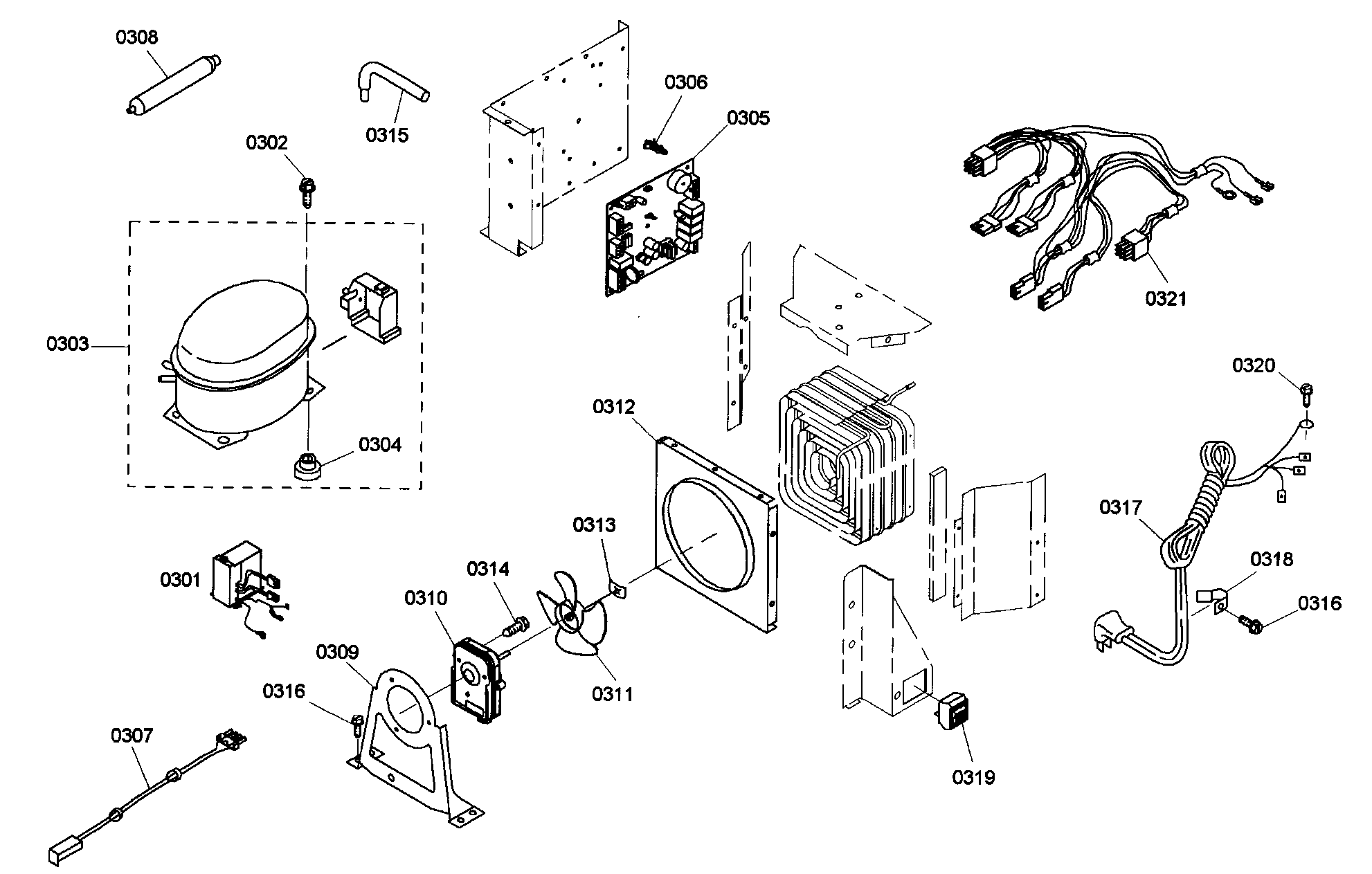 Thermador KBUIT4875E01 compressor assy diagram