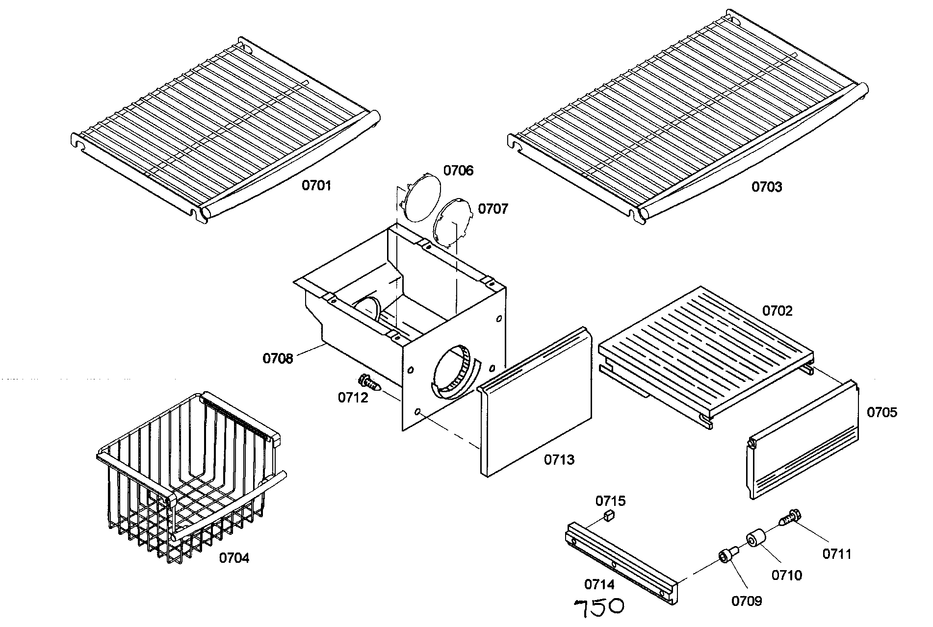 Thermador KBUIT4875E01 shelf assy 2 diagram