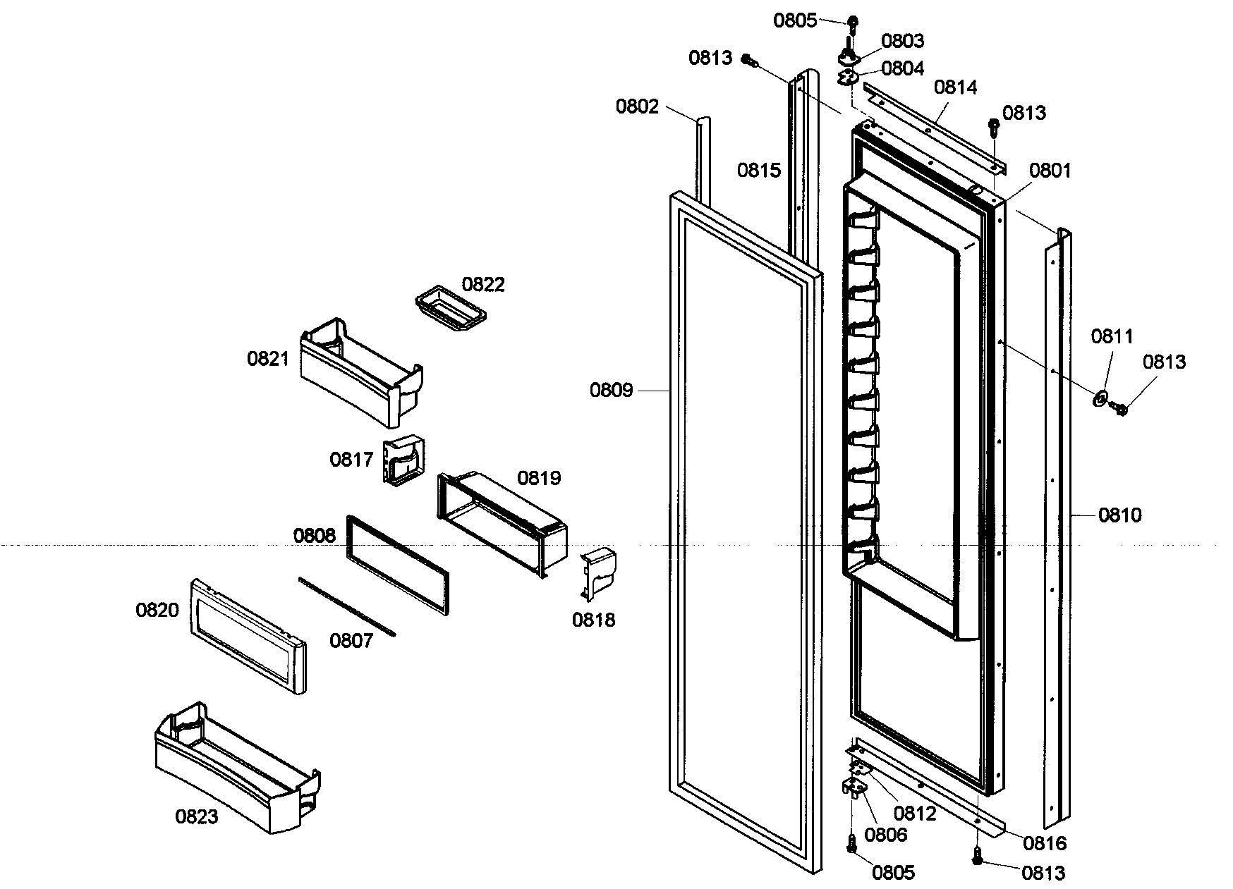 Thermador KBUIT4875E01 door assy 1 diagram