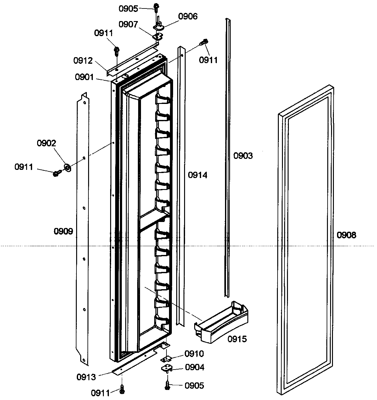 Thermador KBUIT4875E01 door assy 2 diagram