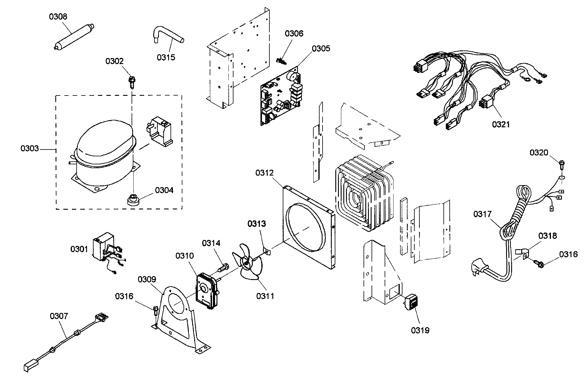 Thermador KBUIT4855E/01 compressor assy diagram
