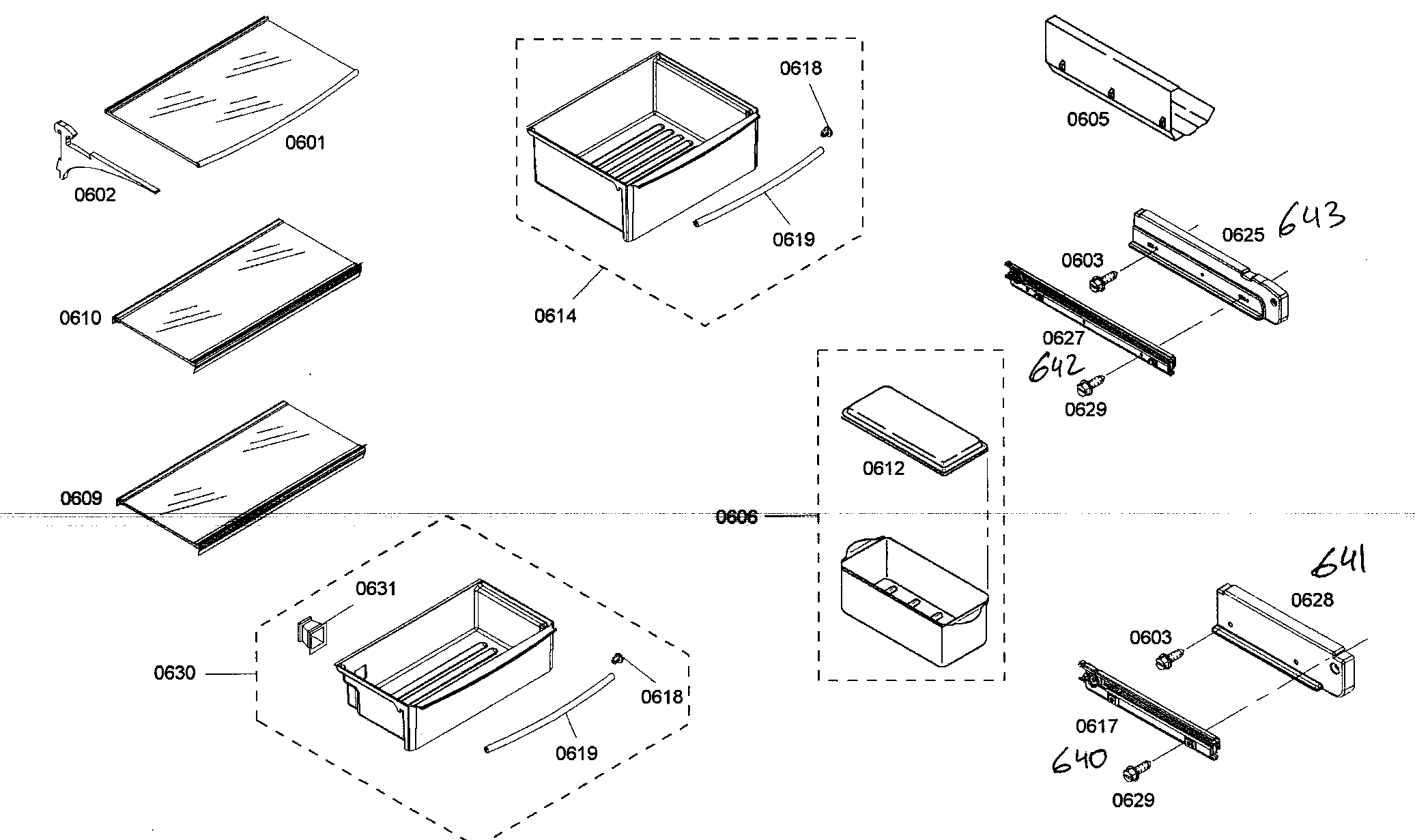 Thermador KBUIT4855E/01 shelf assy 1 diagram