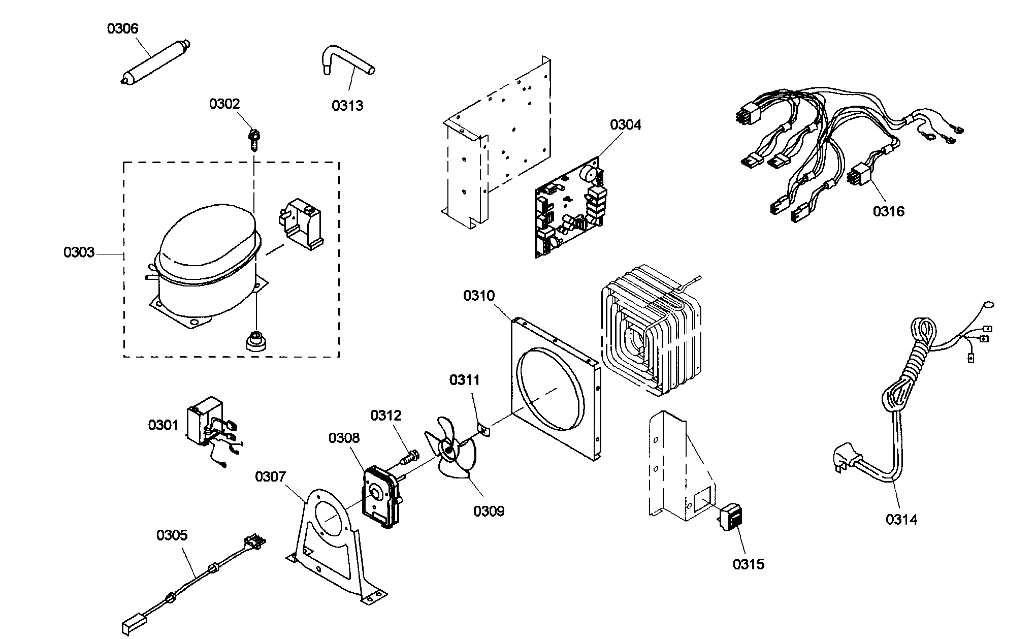 Thermador KBUIT4865E01 compressor assy diagram