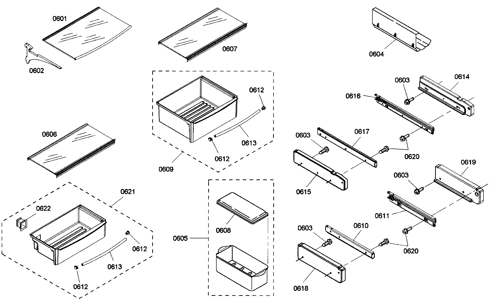 Thermador KBUIT4865E01 shelf assy 1 diagram