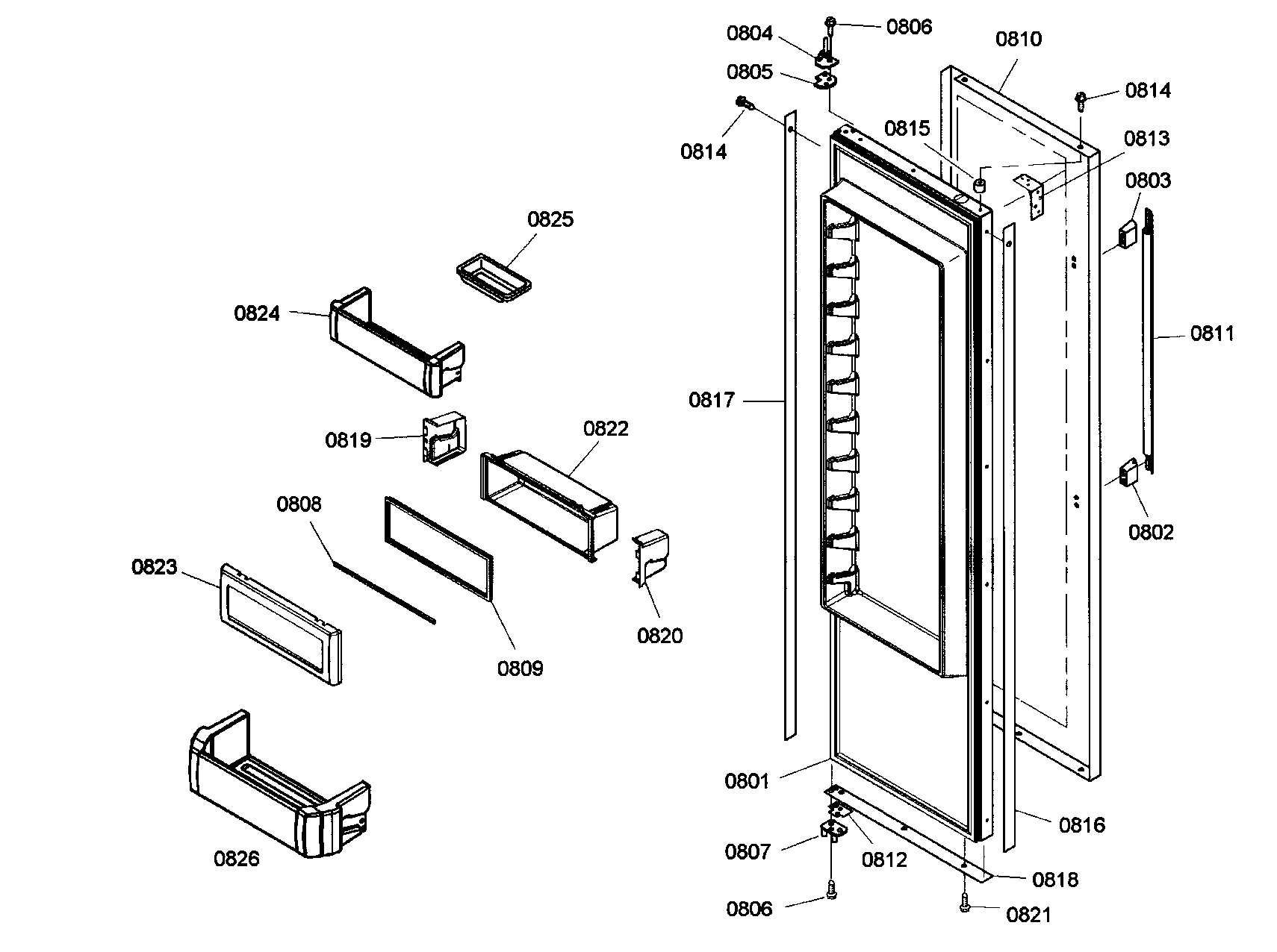 Thermador KBUIT4865E01 door assy 1 diagram