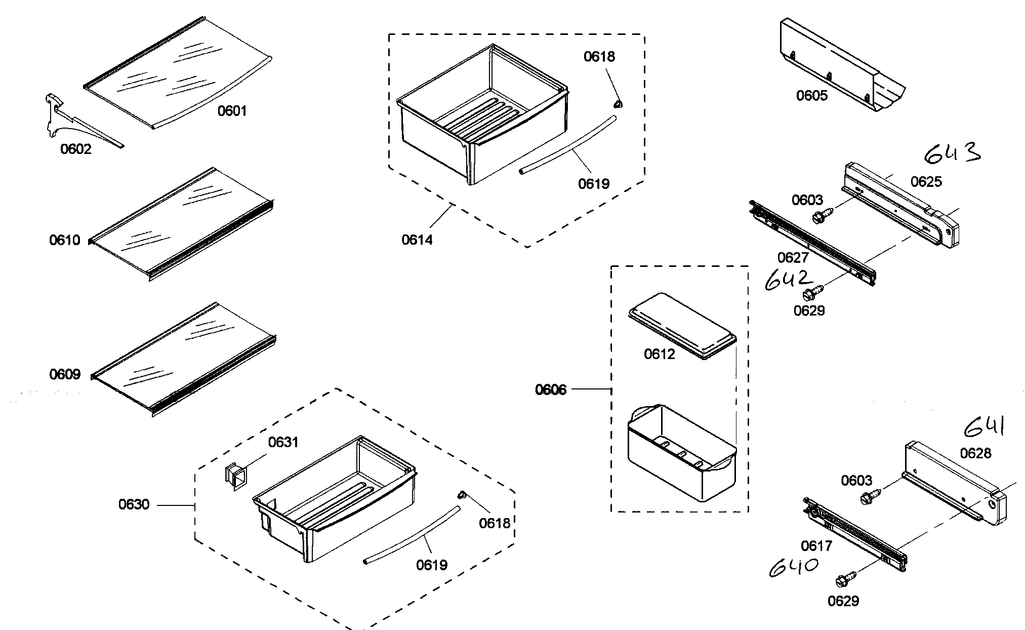 Thermador KBUIT4265E/01 shelf assy 1 diagram