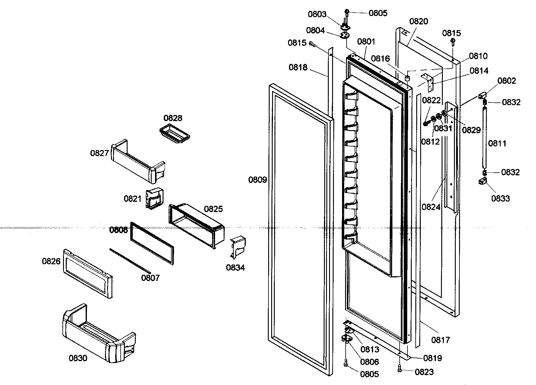 Thermador KBUIT4265E/01 door assy 1 diagram