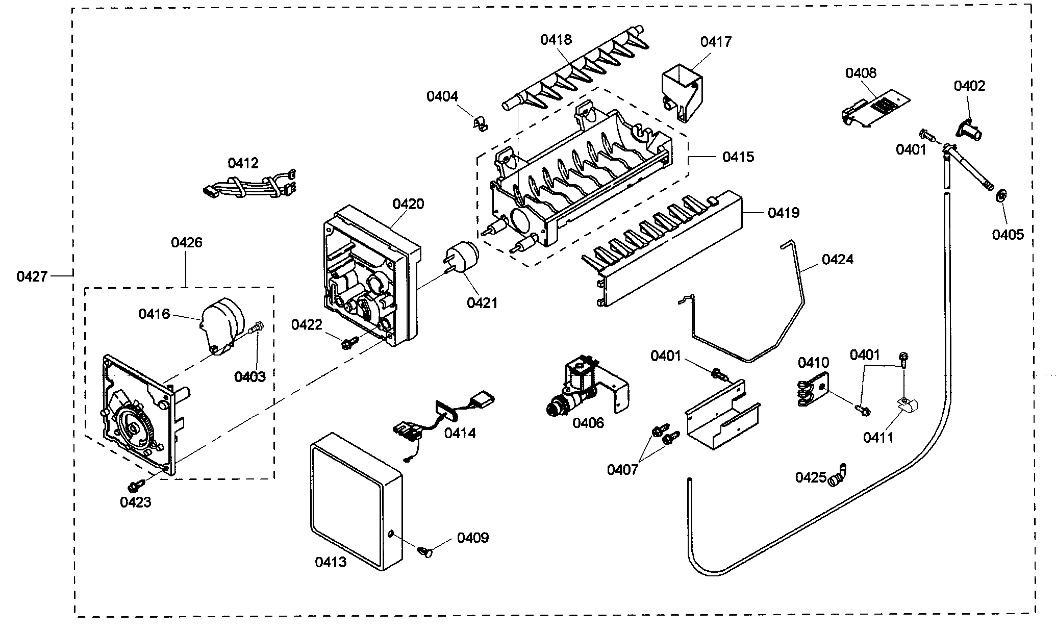 Thermador KBURT3675E01 icemaker diagram
