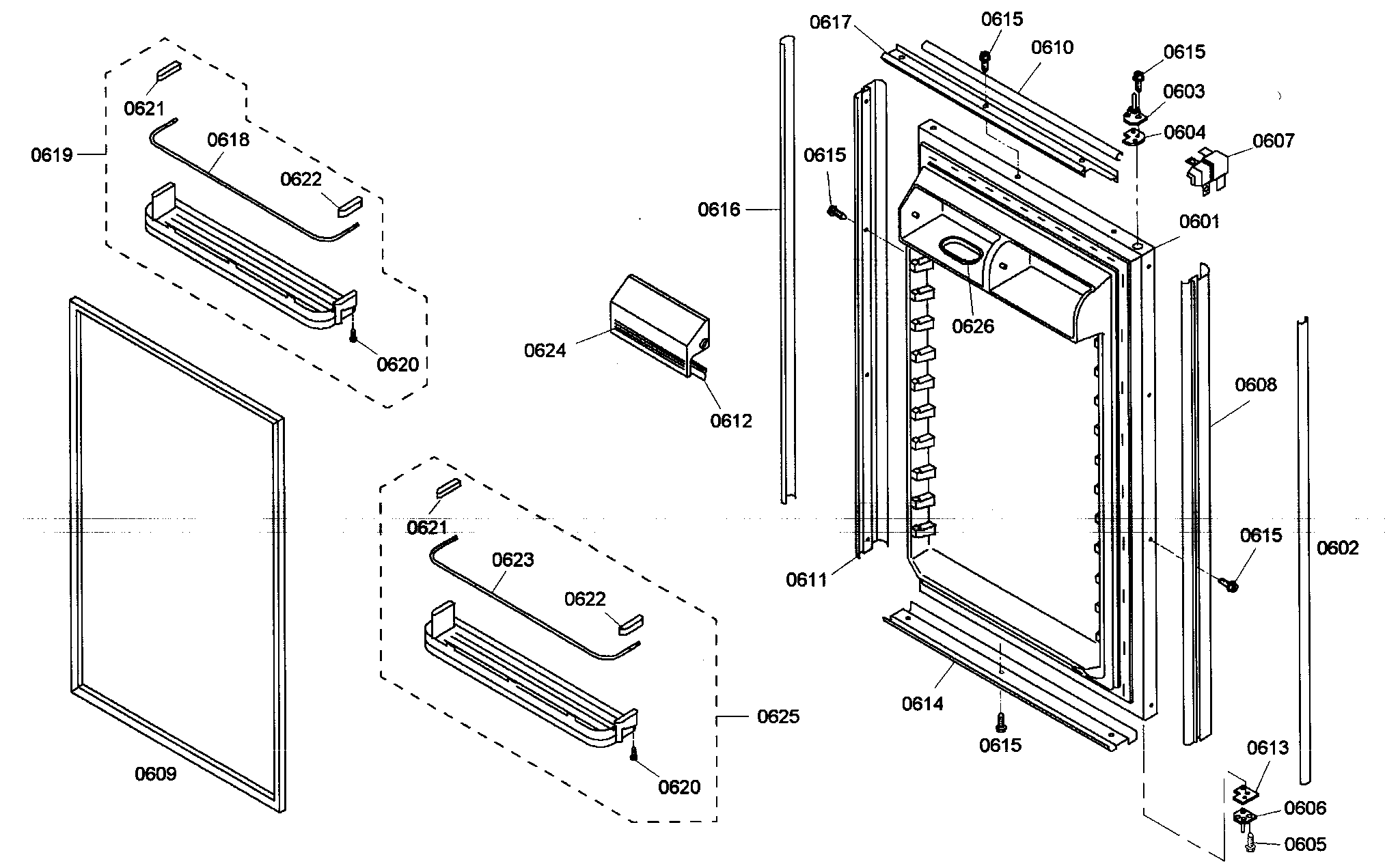 Thermador KBURT3675E01 refrig door diagram