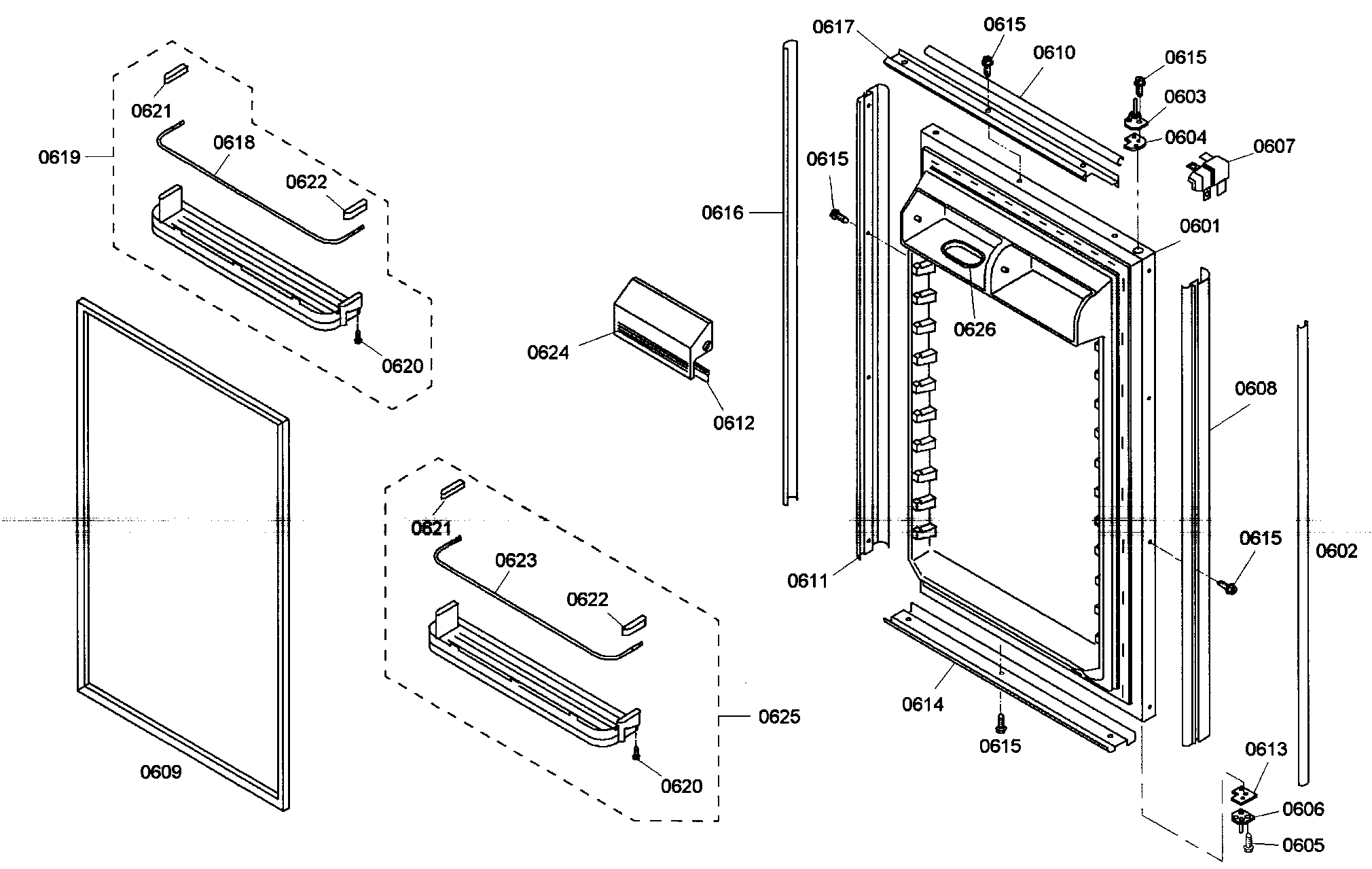 Thermador KBULT3675E01 refrig door diagram