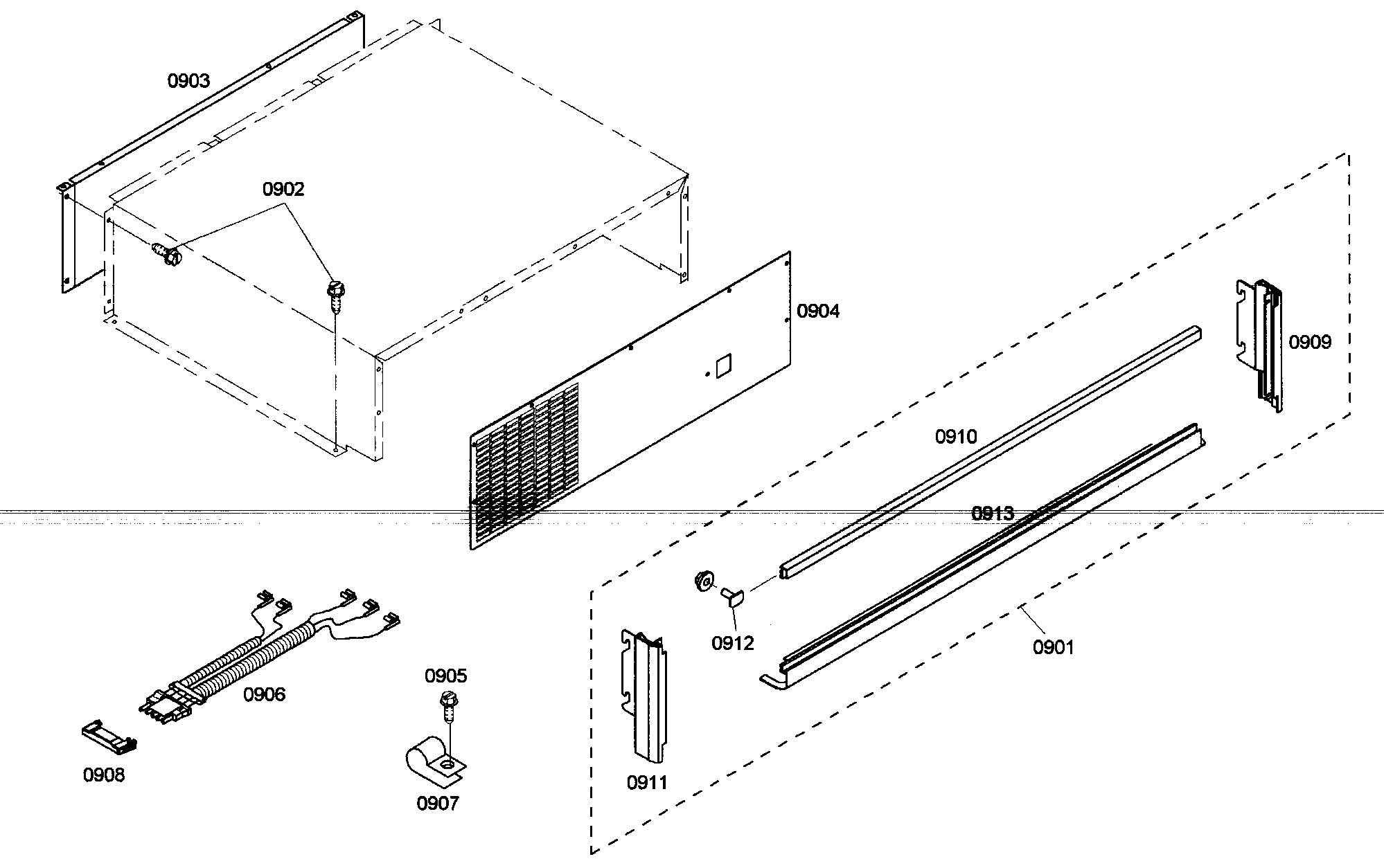 Thermador KBULT3675E01 top grille diagram