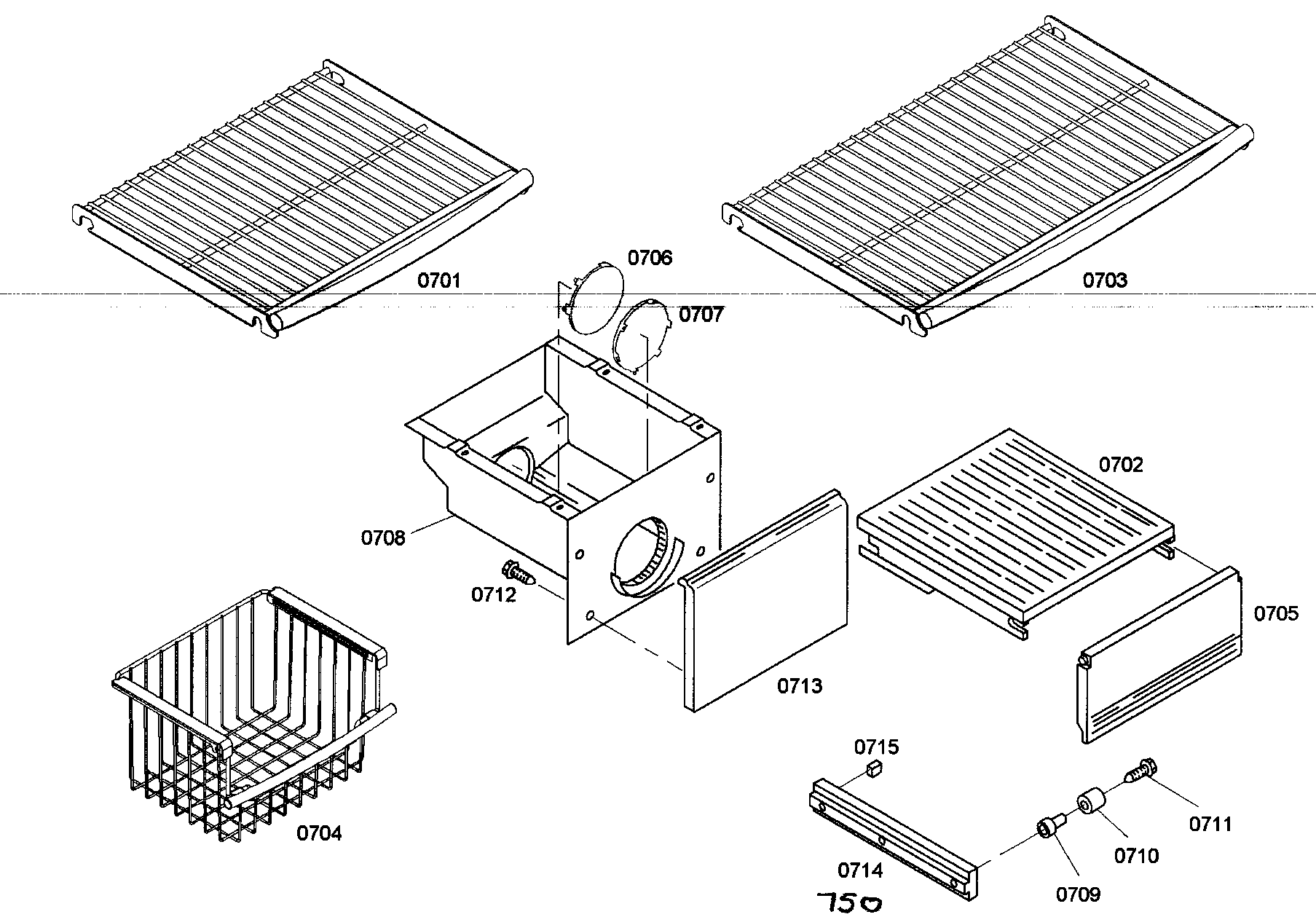 Thermador KBUIT4275E/01 shelfs 2 diagram