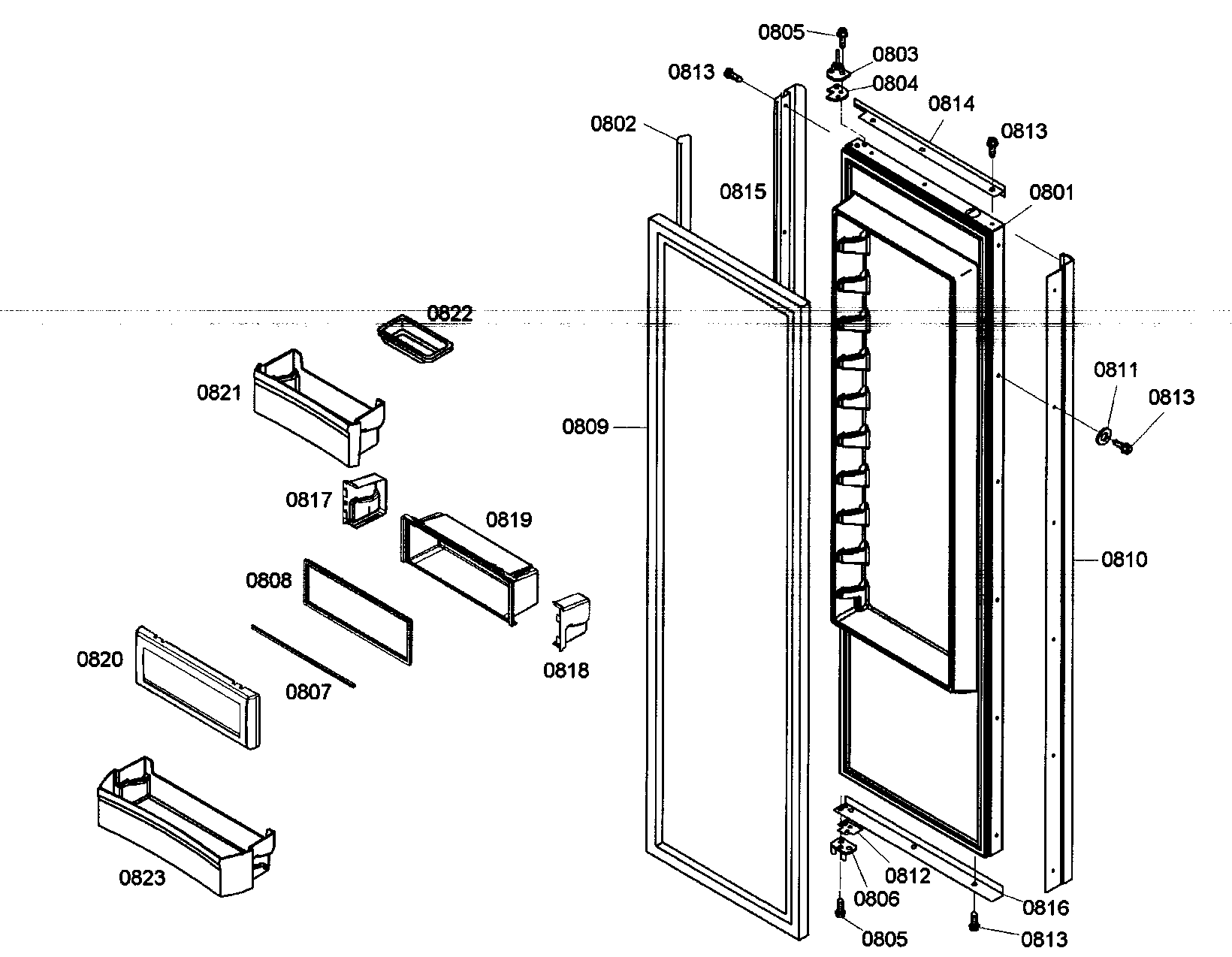 Thermador KBUIT4275E/01 refrig door diagram