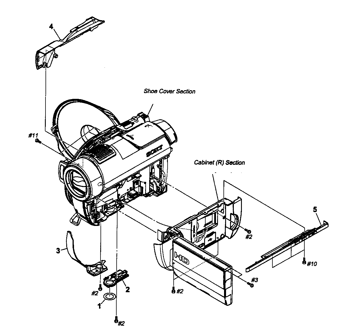 Sony HDR-UX10 cabinet assy diagram