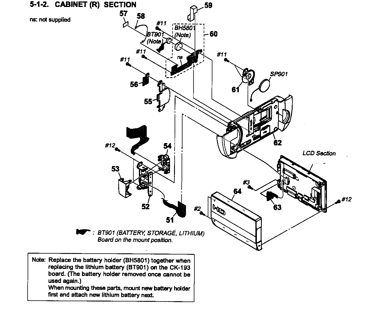 Sony HDR-UX10 cabinet parts rt diagram