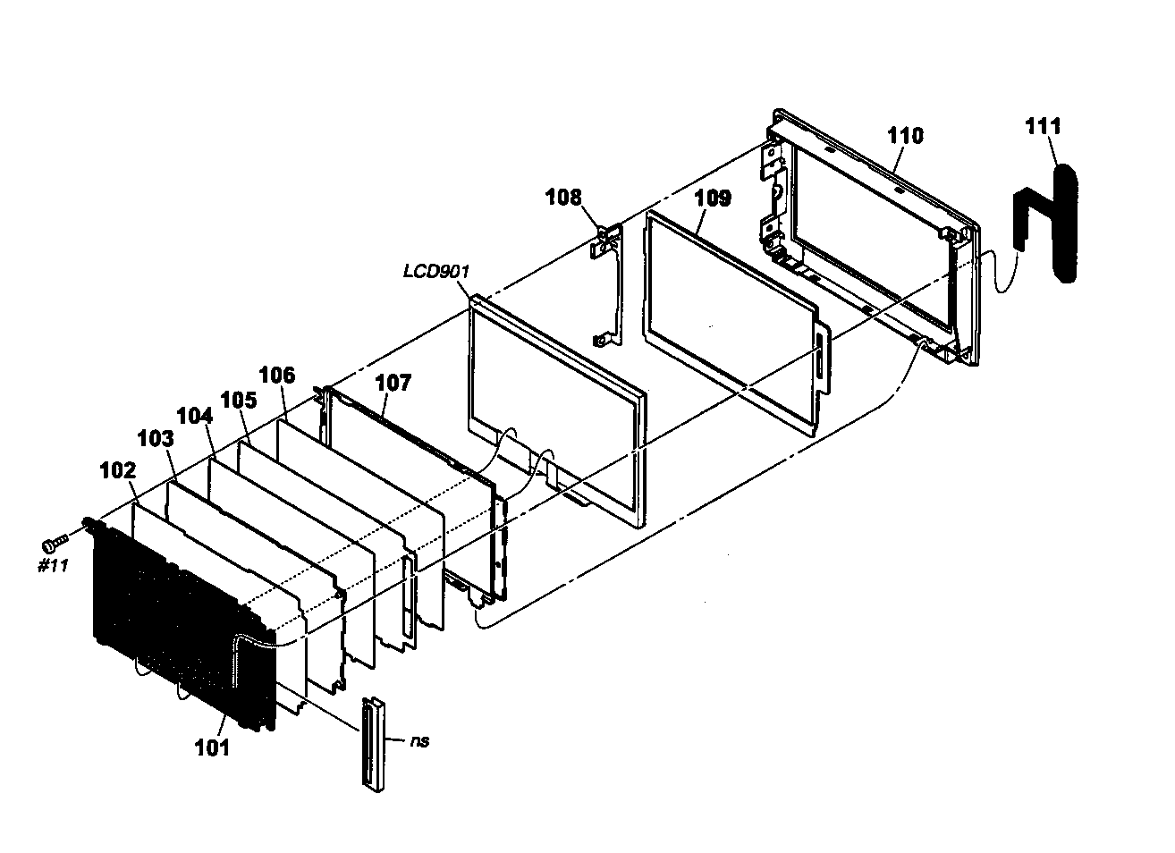 Sony HDR-UX10 lcd assy diagram