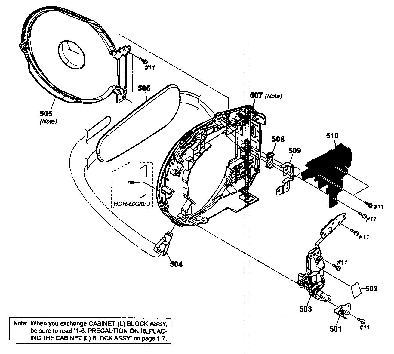 Sony HDR-UX20 cabinet parts lt diagram