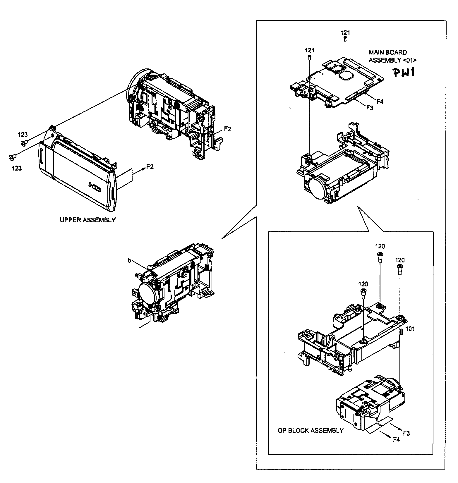 JVC GZ-MG335HUS main pcb diagram