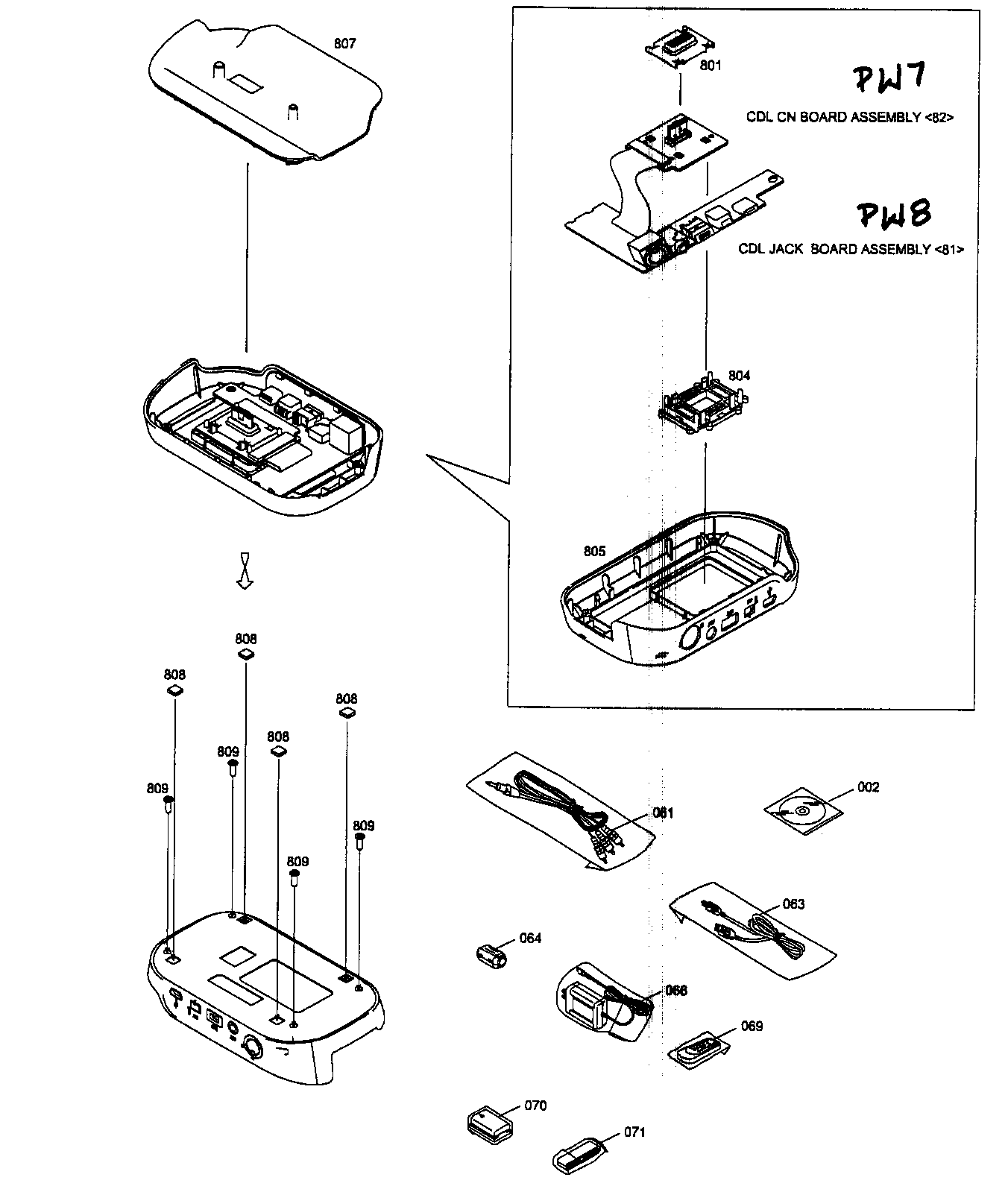 JVC GZ-MG335HUS cradle assy diagram