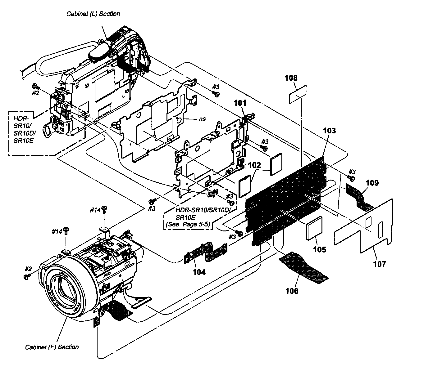 Sony HDR-SR10 cabinet parts 3 diagram