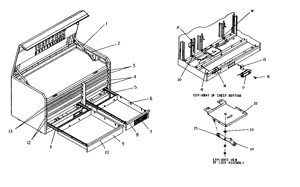 Craftsman 706954720 toolbox diagram