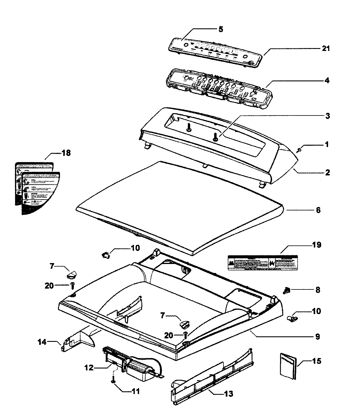 Fisher & Paykel DG62T27DW1-96127A top deck/electronics diagram