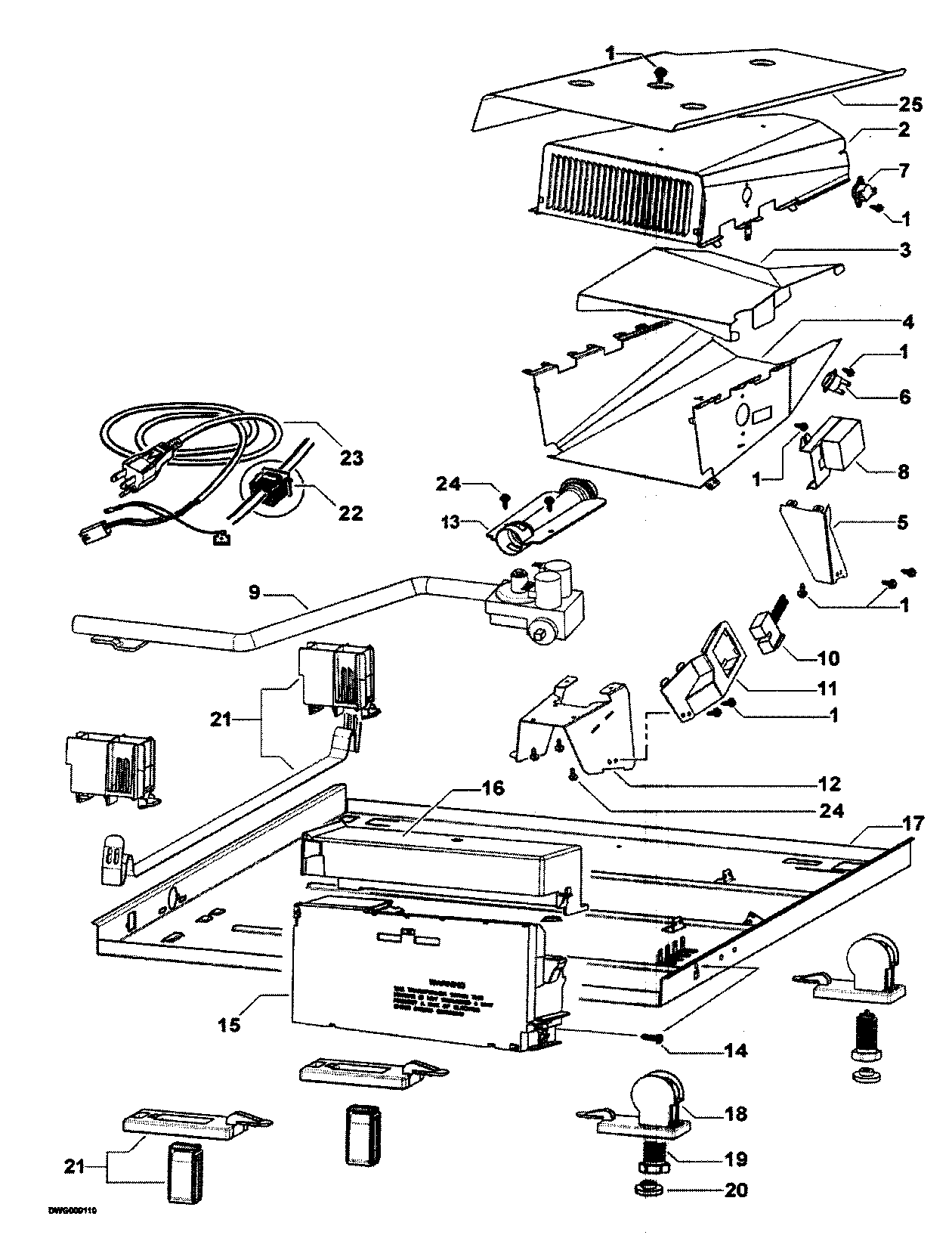 Fisher & Paykel DG27CW1-96116A base panel/components diagram