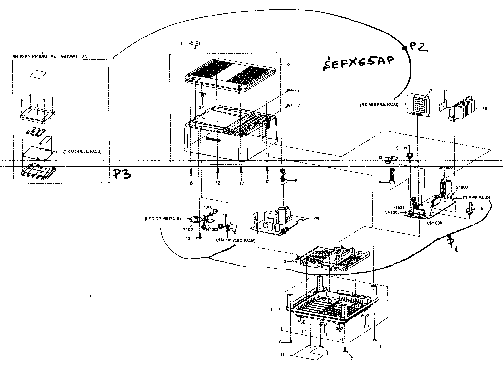 Panasonic SC-PT960 wireless system diagram