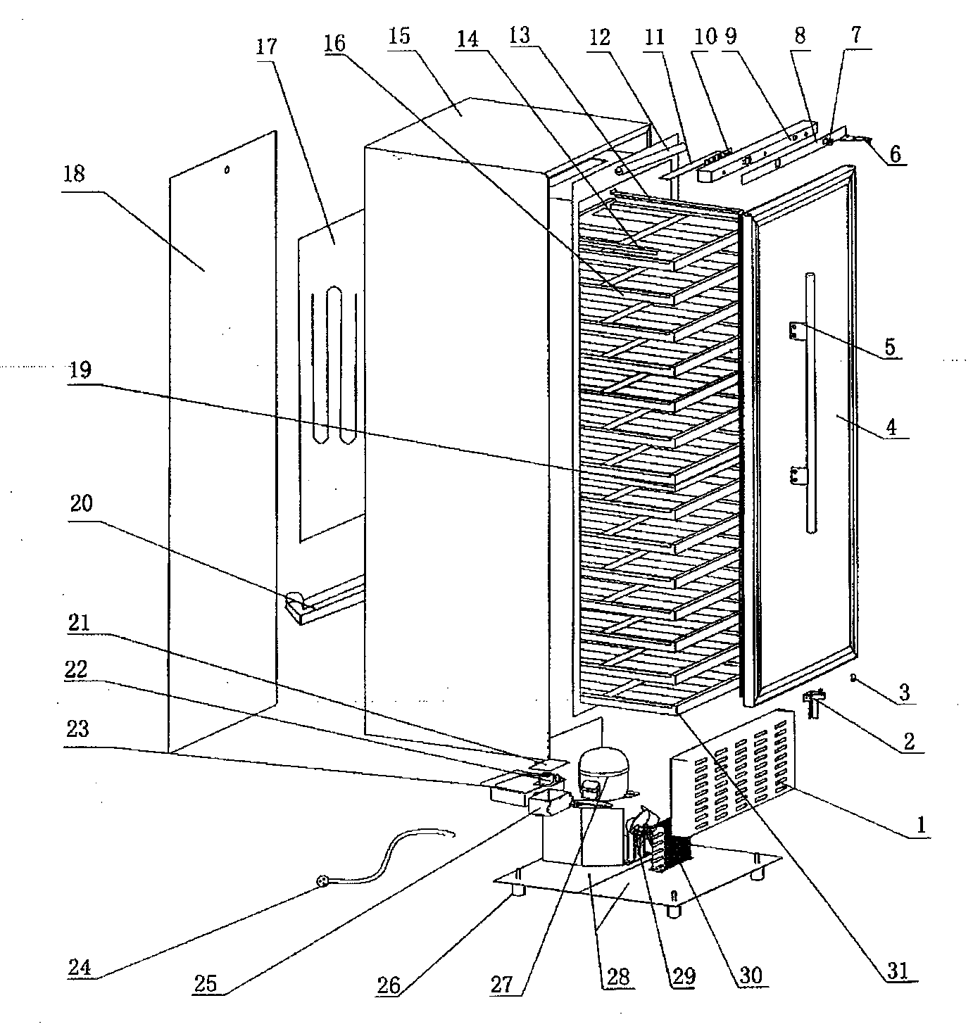 Vinotemp VT200 cabinet parts diagram