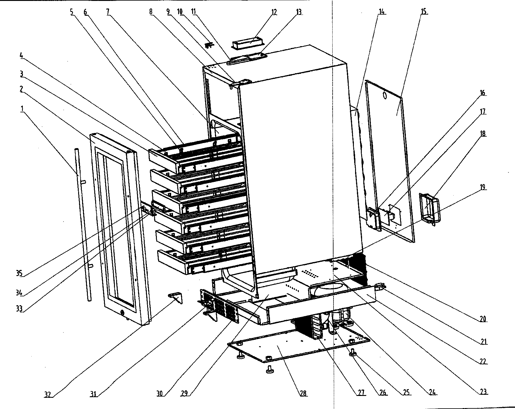 Vinotemp VT32SN cabinet parts diagram