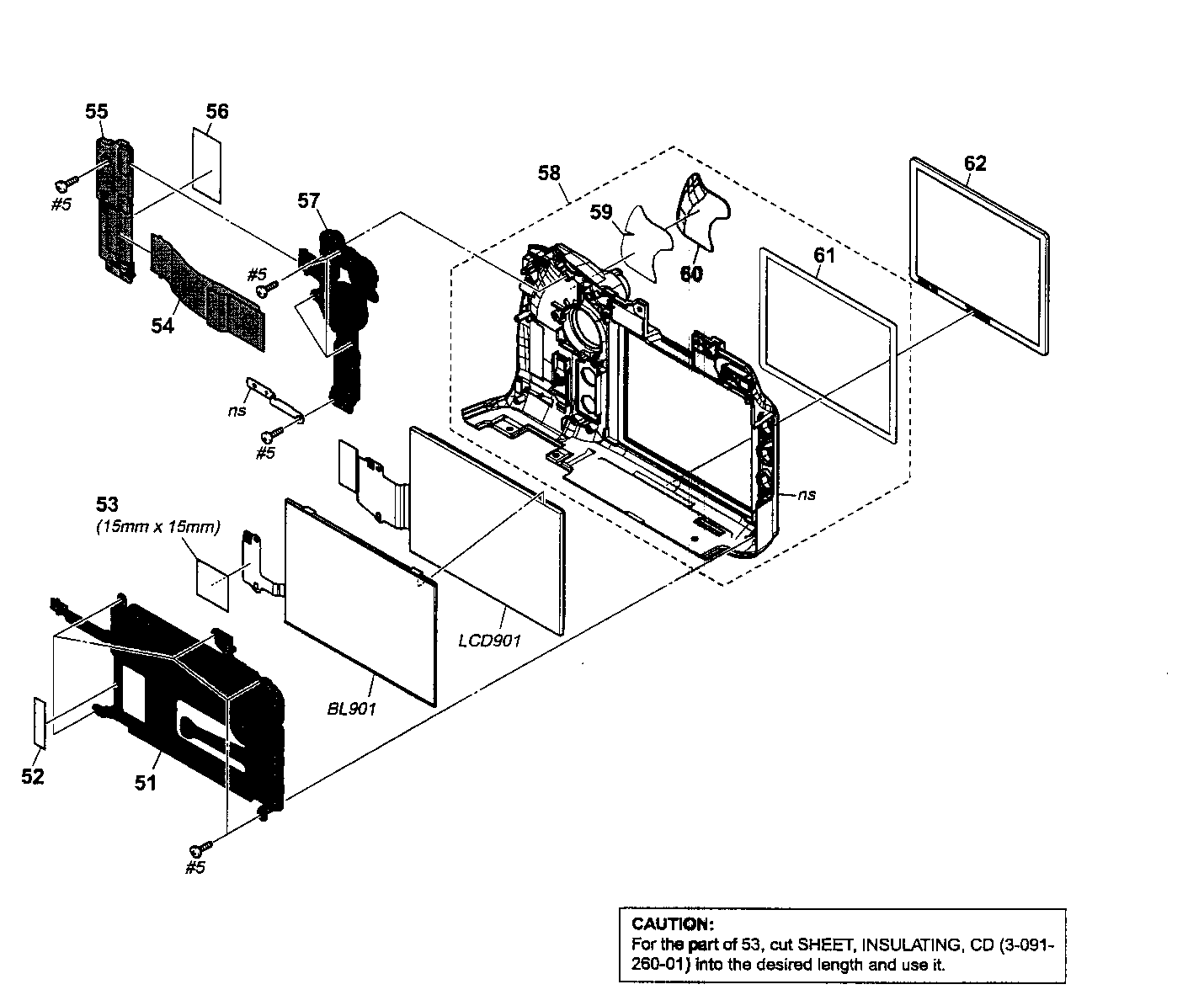 Sony DSLR-A700K rear cover diagram