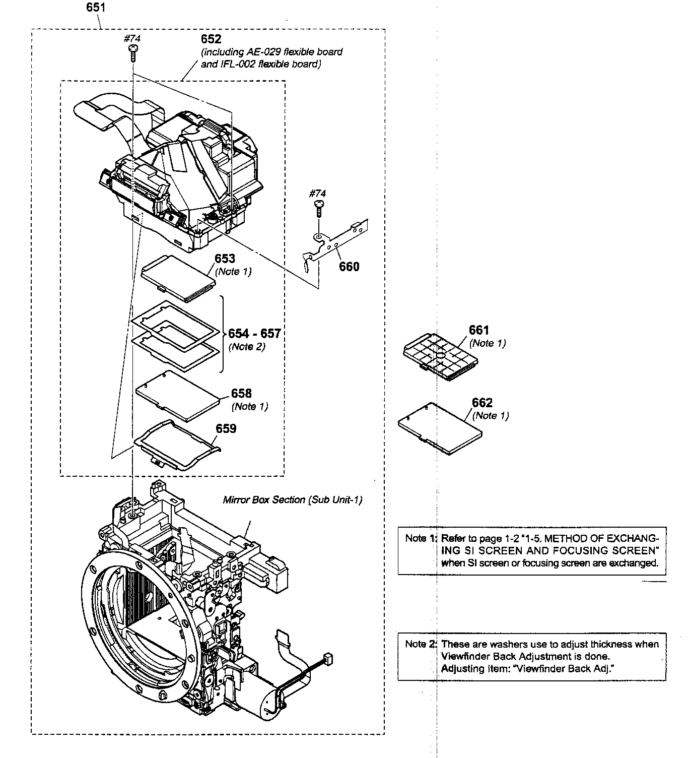 Sony DSLR-A700K mirror box 1 diagram