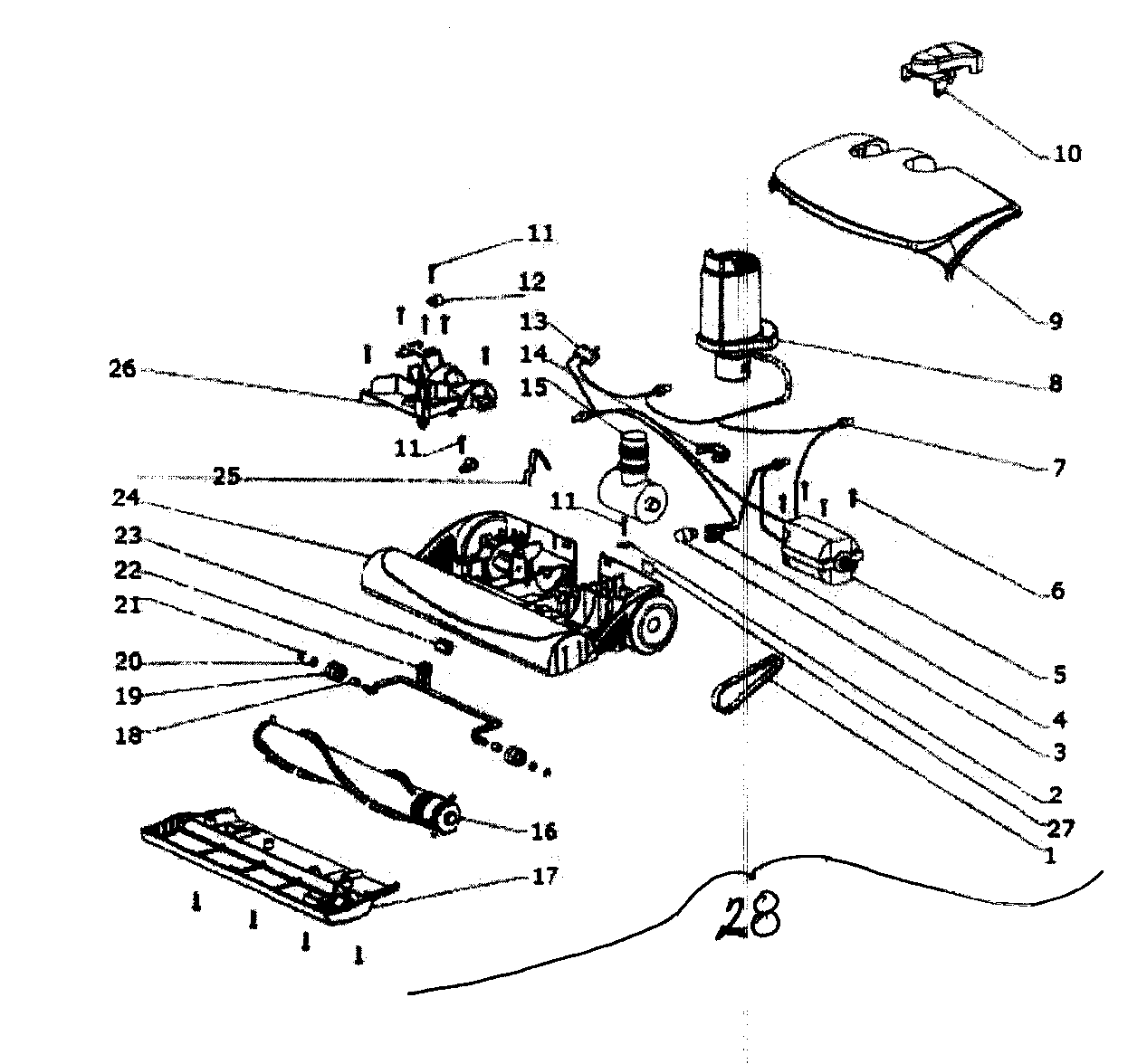 Electrolux EL7055A power head diagram