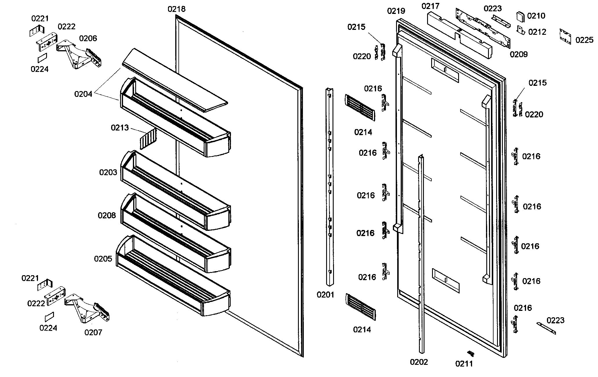Bosch B30IR70NSP/07 refrigerator door assy diagram