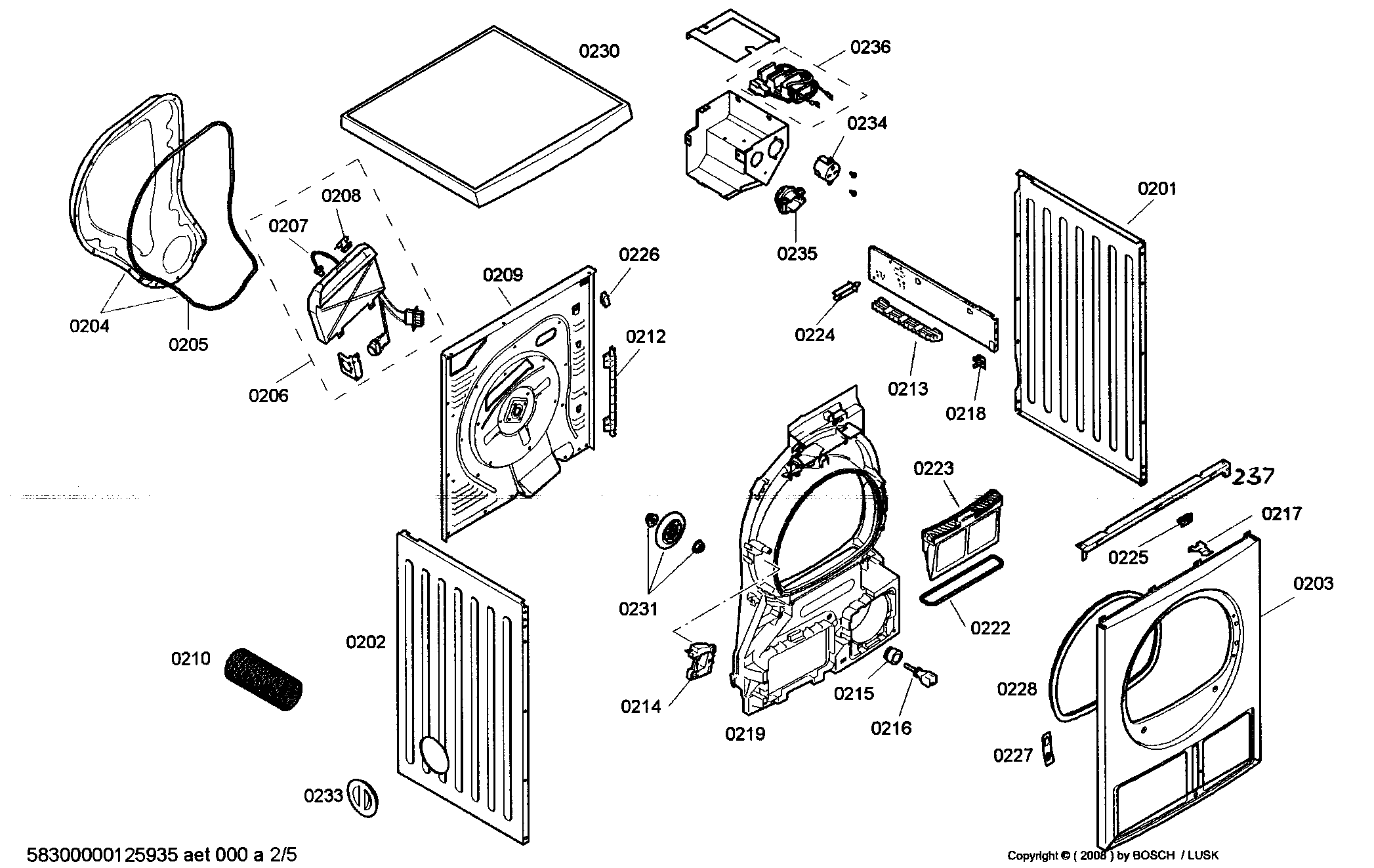 Bosch WTV76100US/01 cabinet parts diagram