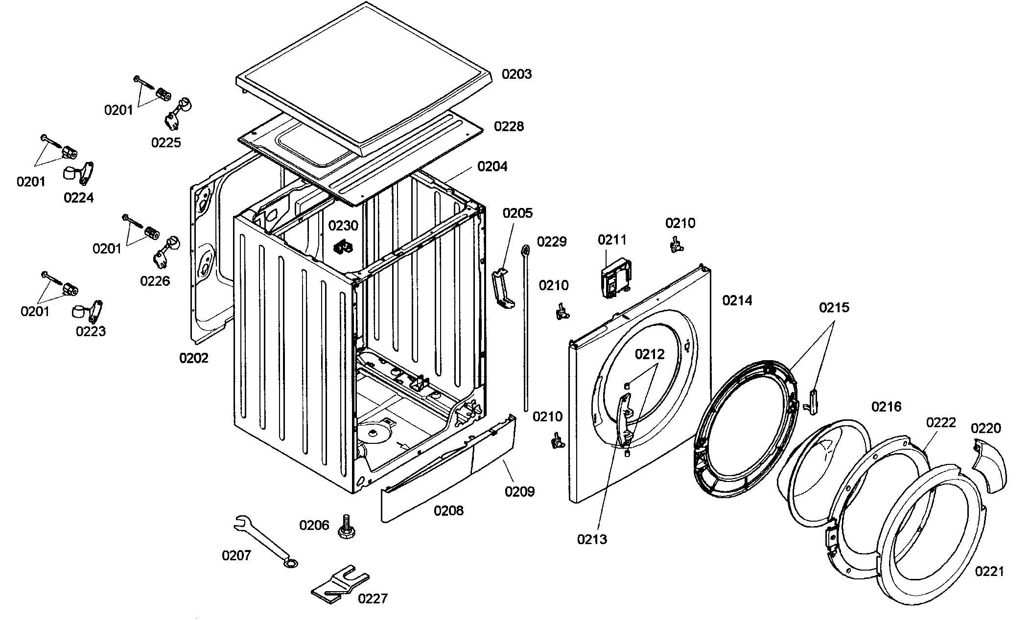 Bosch WAS24460UC/01 cabinet parts diagram