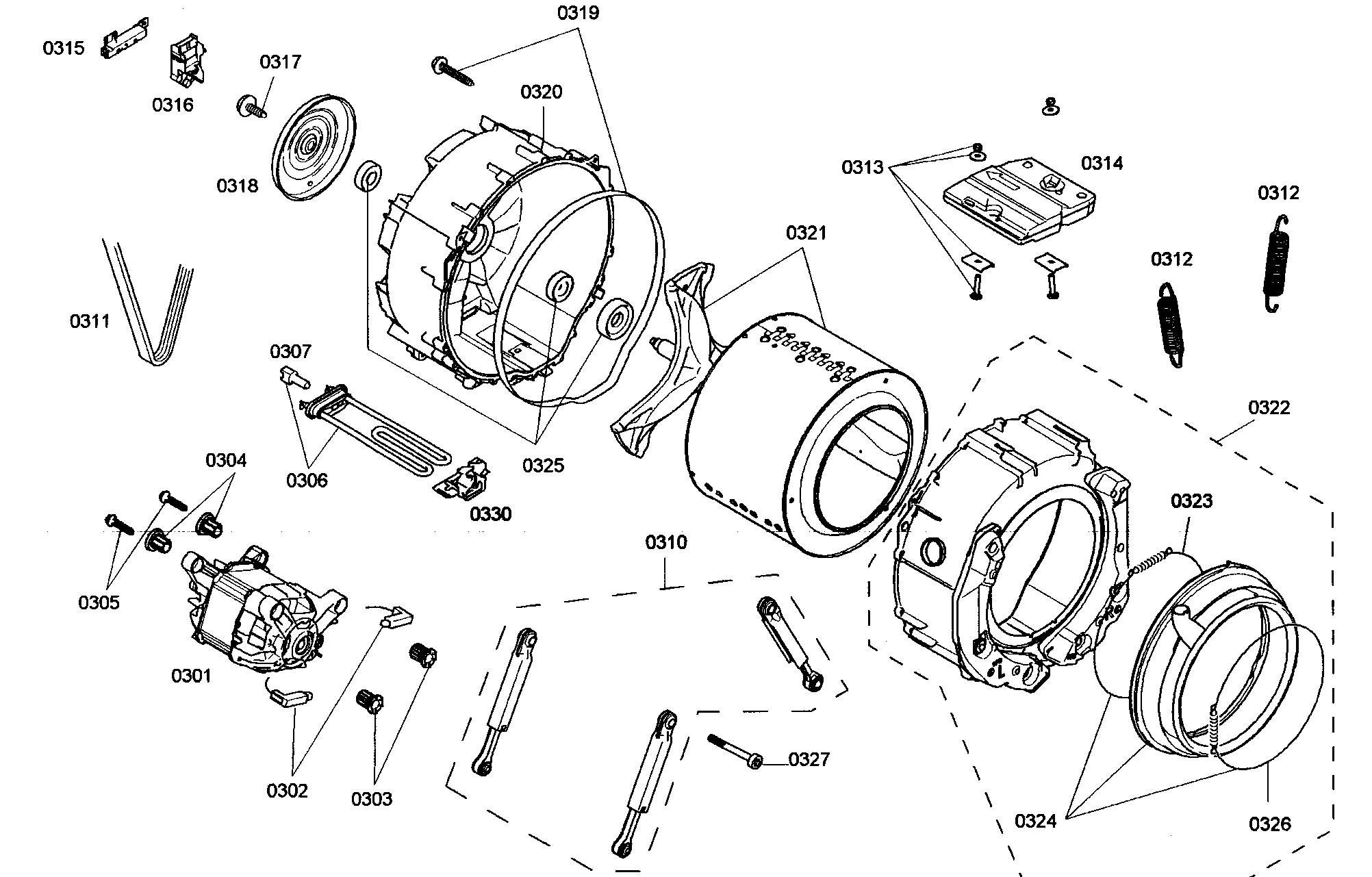 Bosch WAS24460UC/01 drum assy diagram