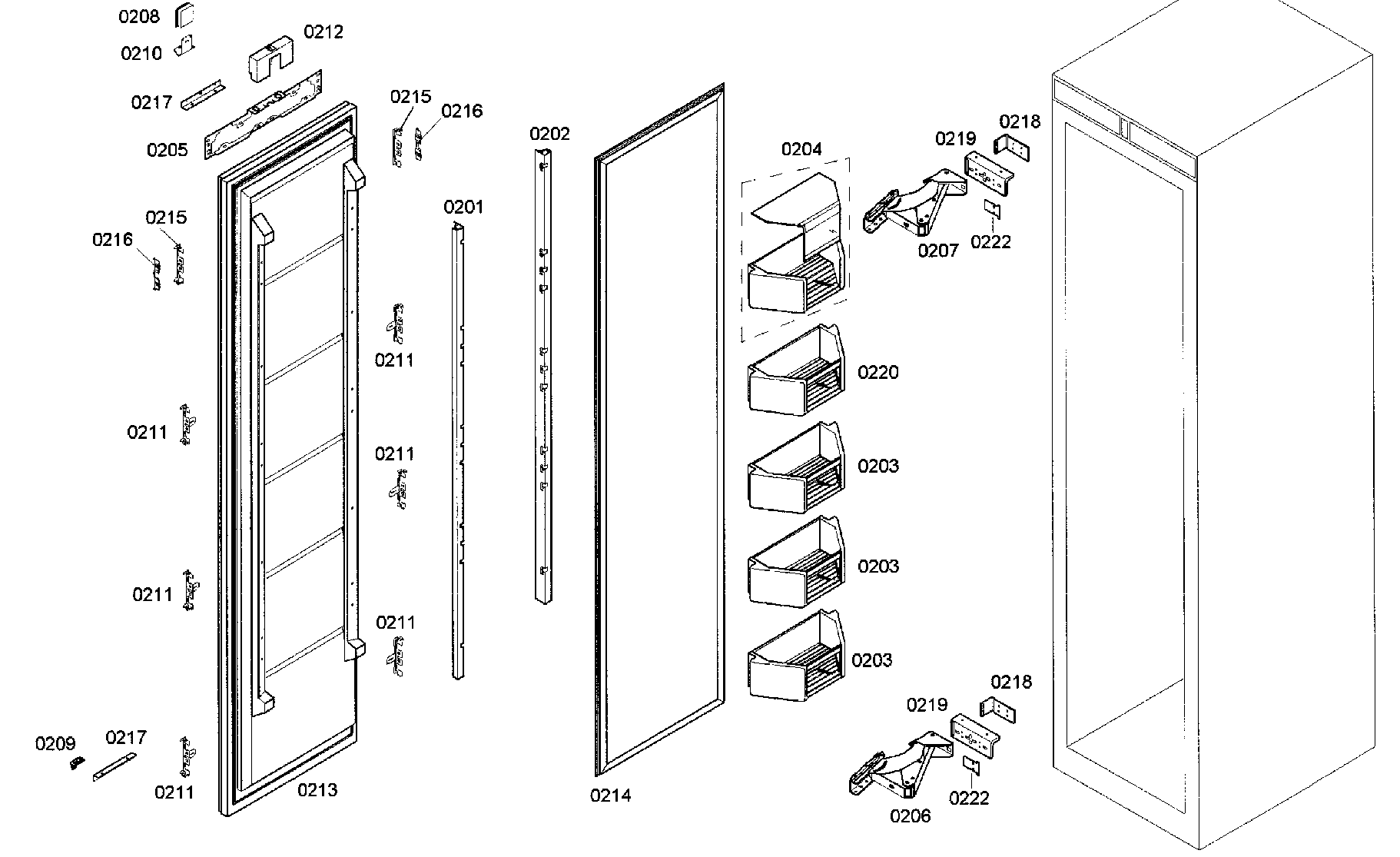 Bosch B18IF70NSP/07 door assy diagram
