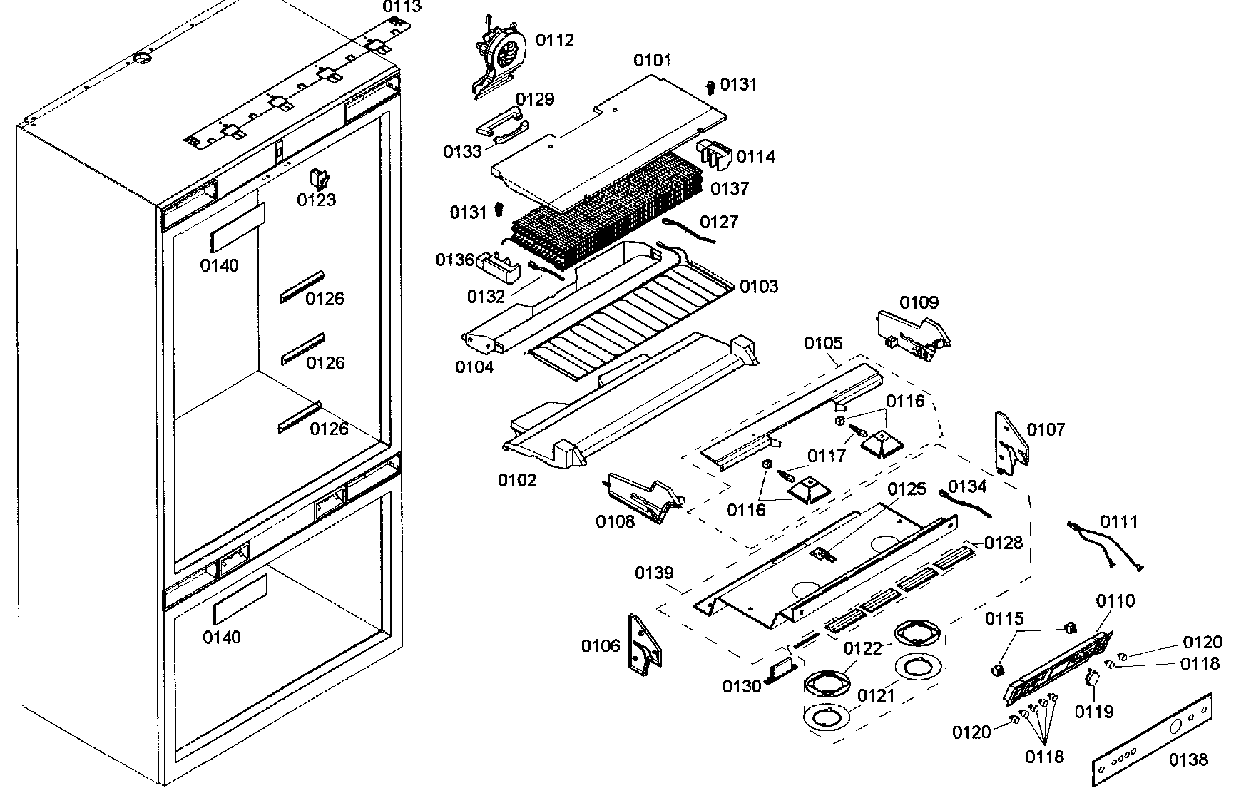 Bosch B36IB70NSP/12 cabinet assy diagram