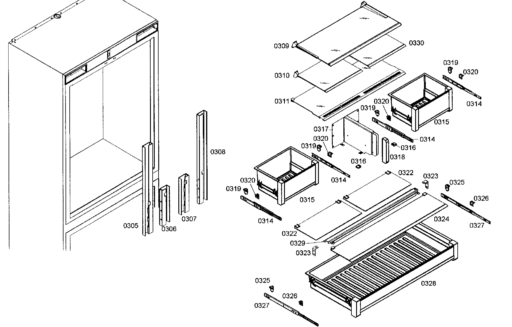 Bosch B36IB70NSP/12 drawers 1 diagram