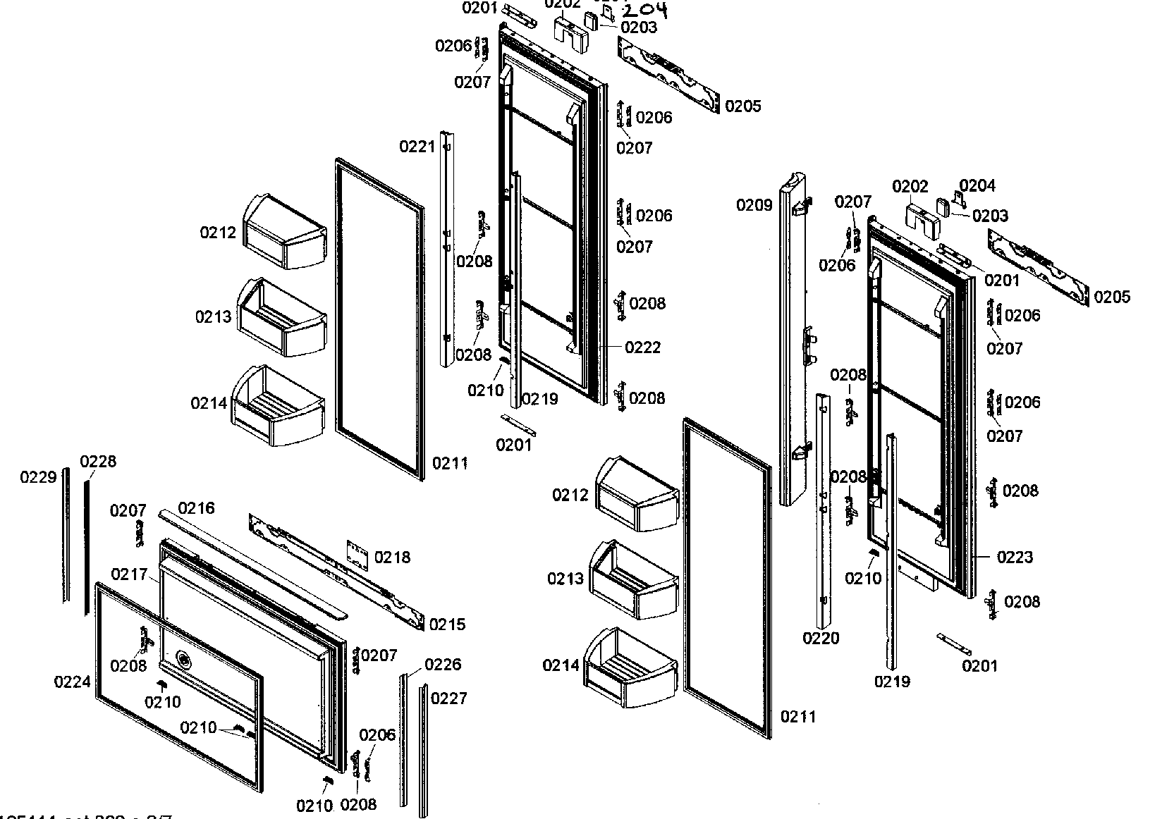 Bosch B36IT70NNP/08 doors assy diagram