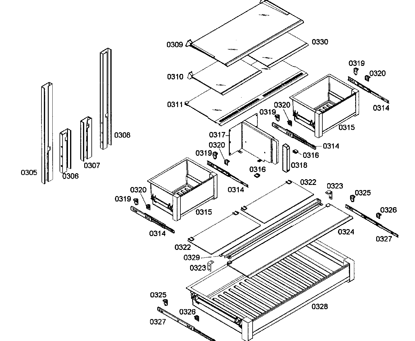 Bosch B36IT70NNP/08 drawers 1 diagram