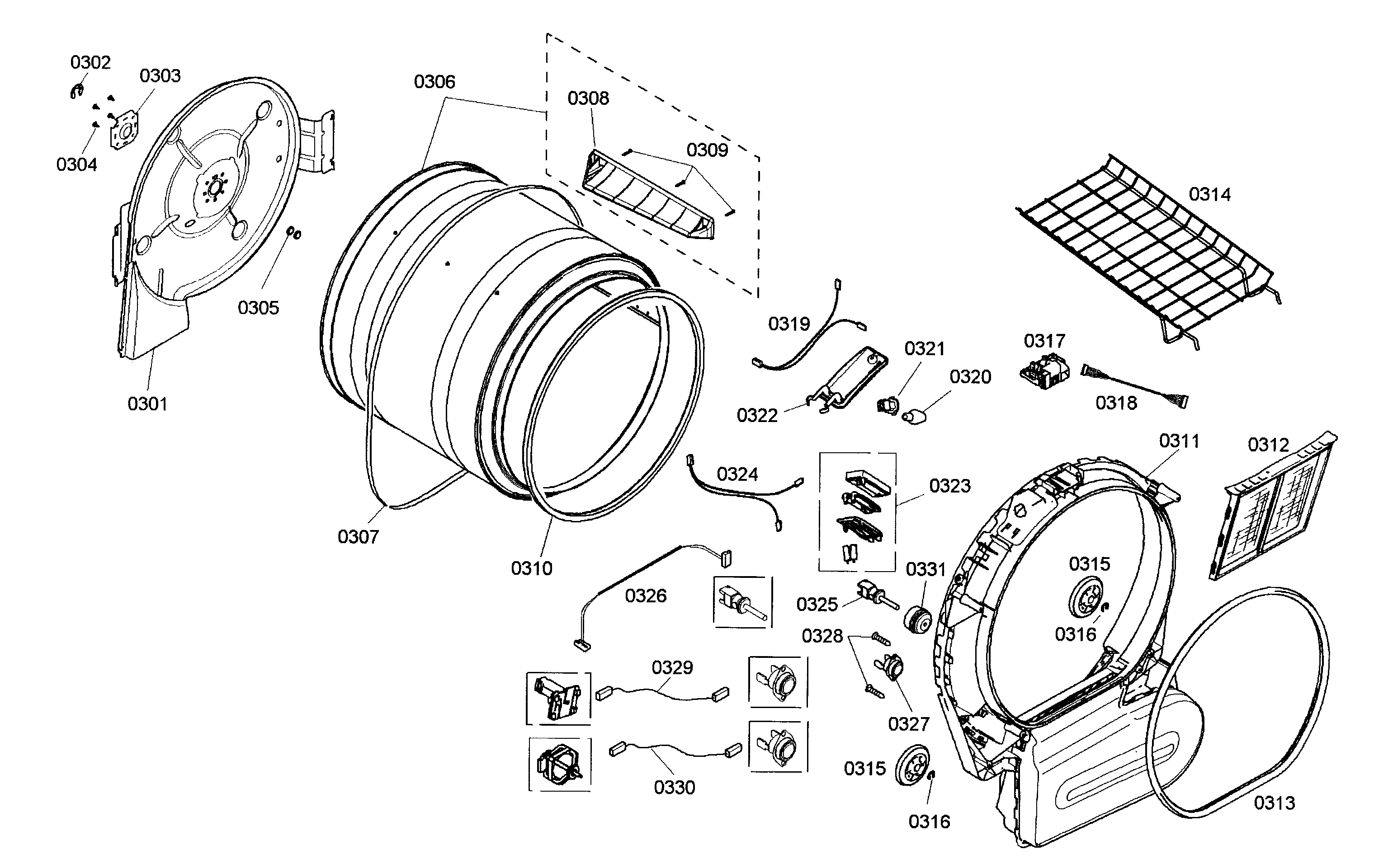 Bosch WTMC8320US/05 drum assy diagram