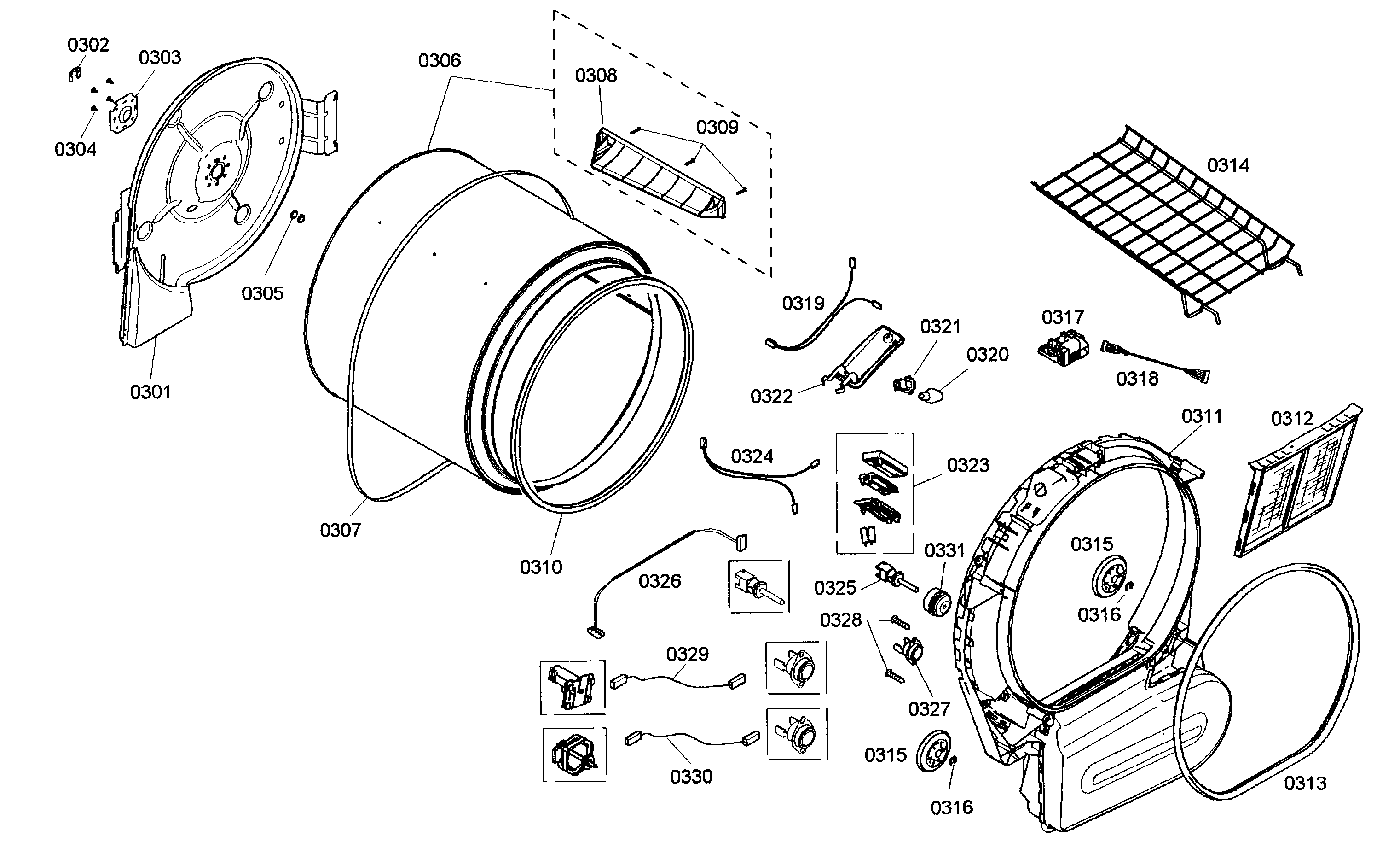 Bosch WTMC552SUC/02 drum assy diagram